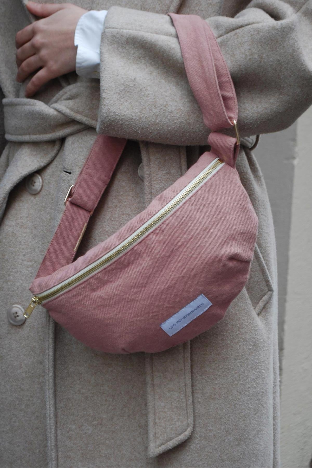 sac banane en épaisse toile de coton bio bois de rose