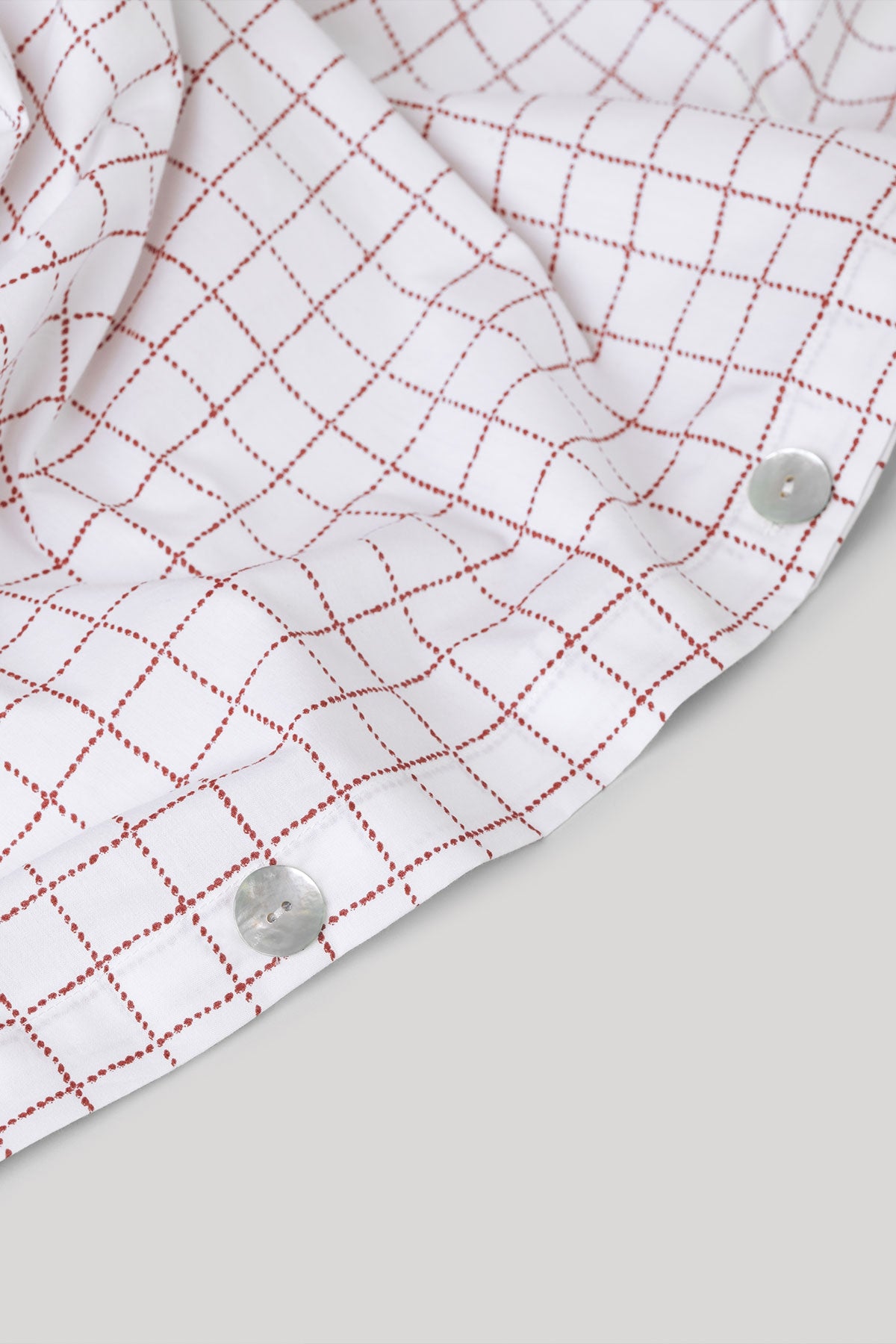 Chic rust red checks organic cotton percale duvet cover