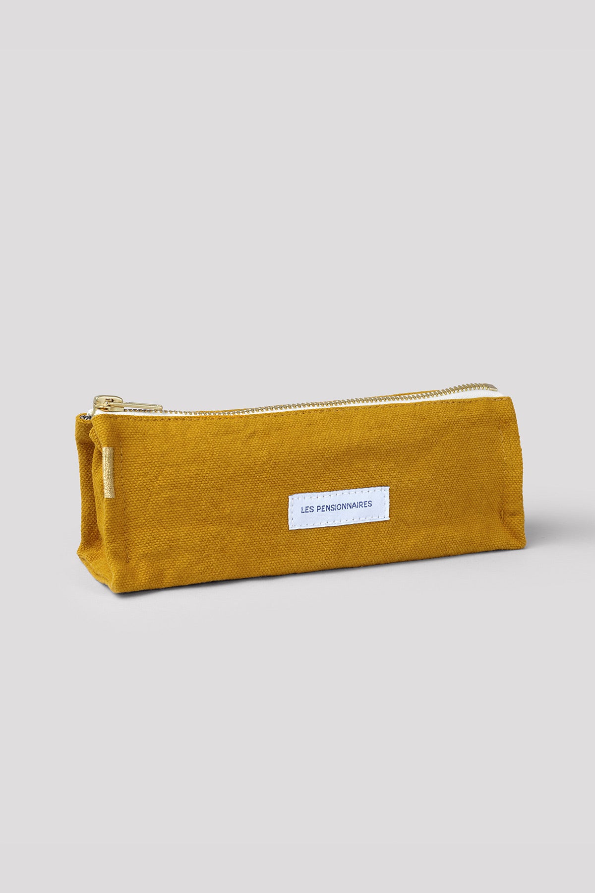 Trousse à crayons en toile de coton bio jaune moutarde Les pensionnaires