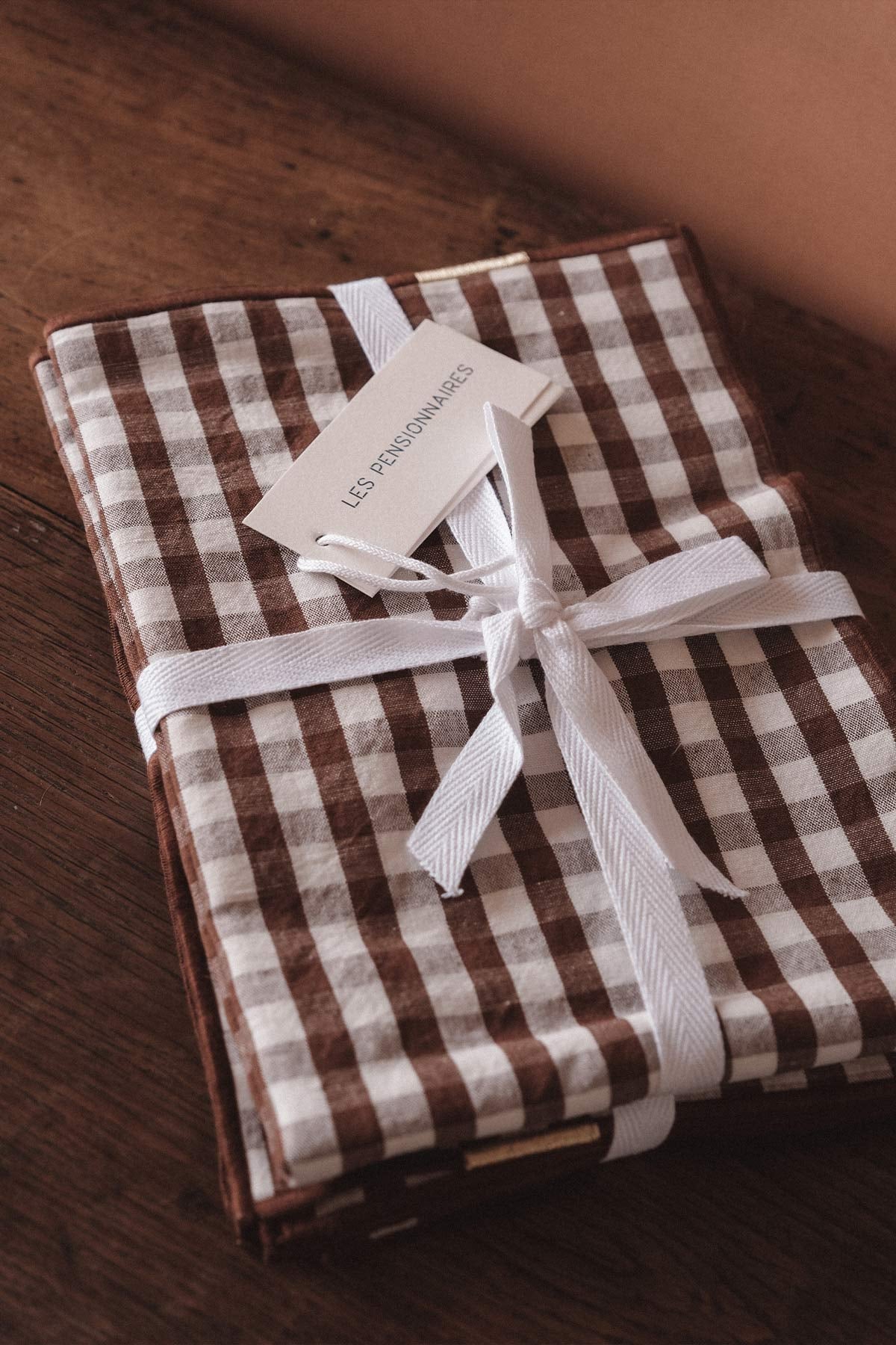 Sets de table vichy marron noisette lin et coton