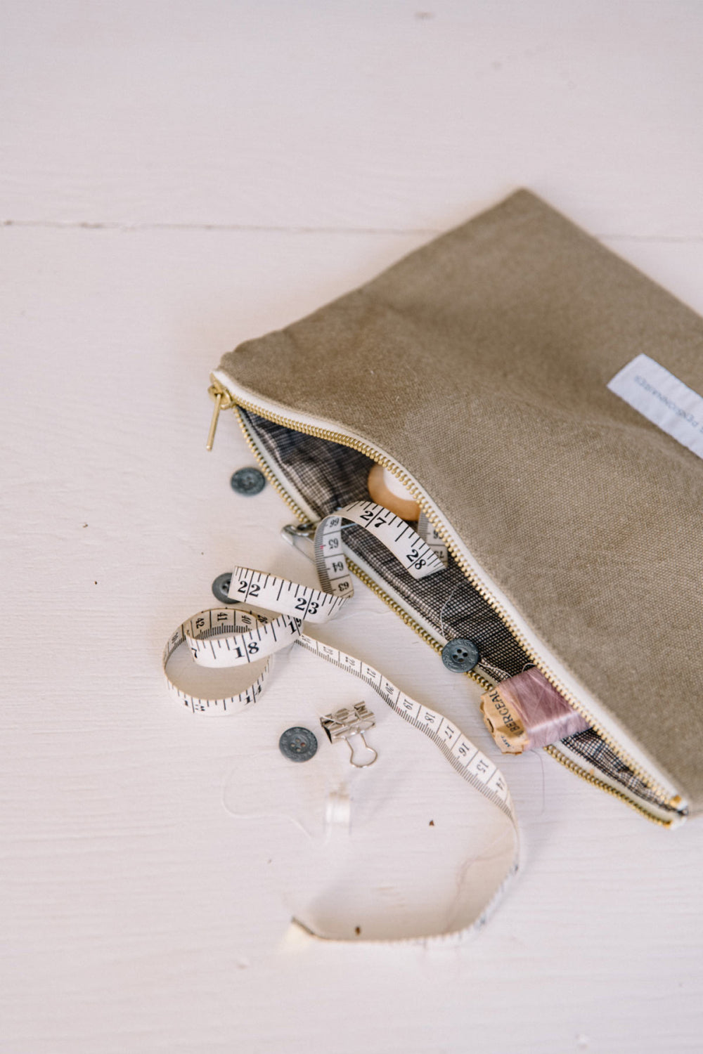 grande pochette en épaisse toile de coton bio vert tilleul