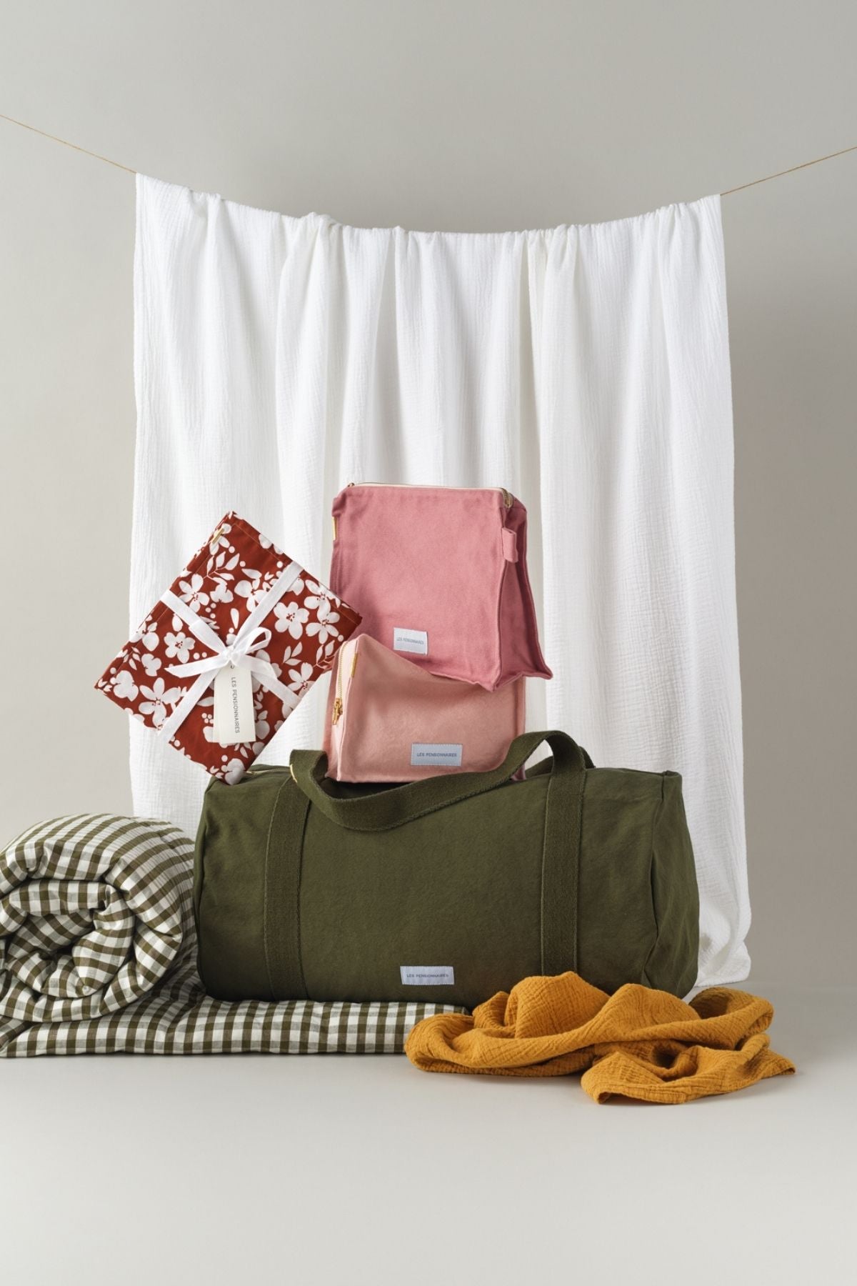 Trousse de toilette bois de rose en épaisse toile de coton bio
