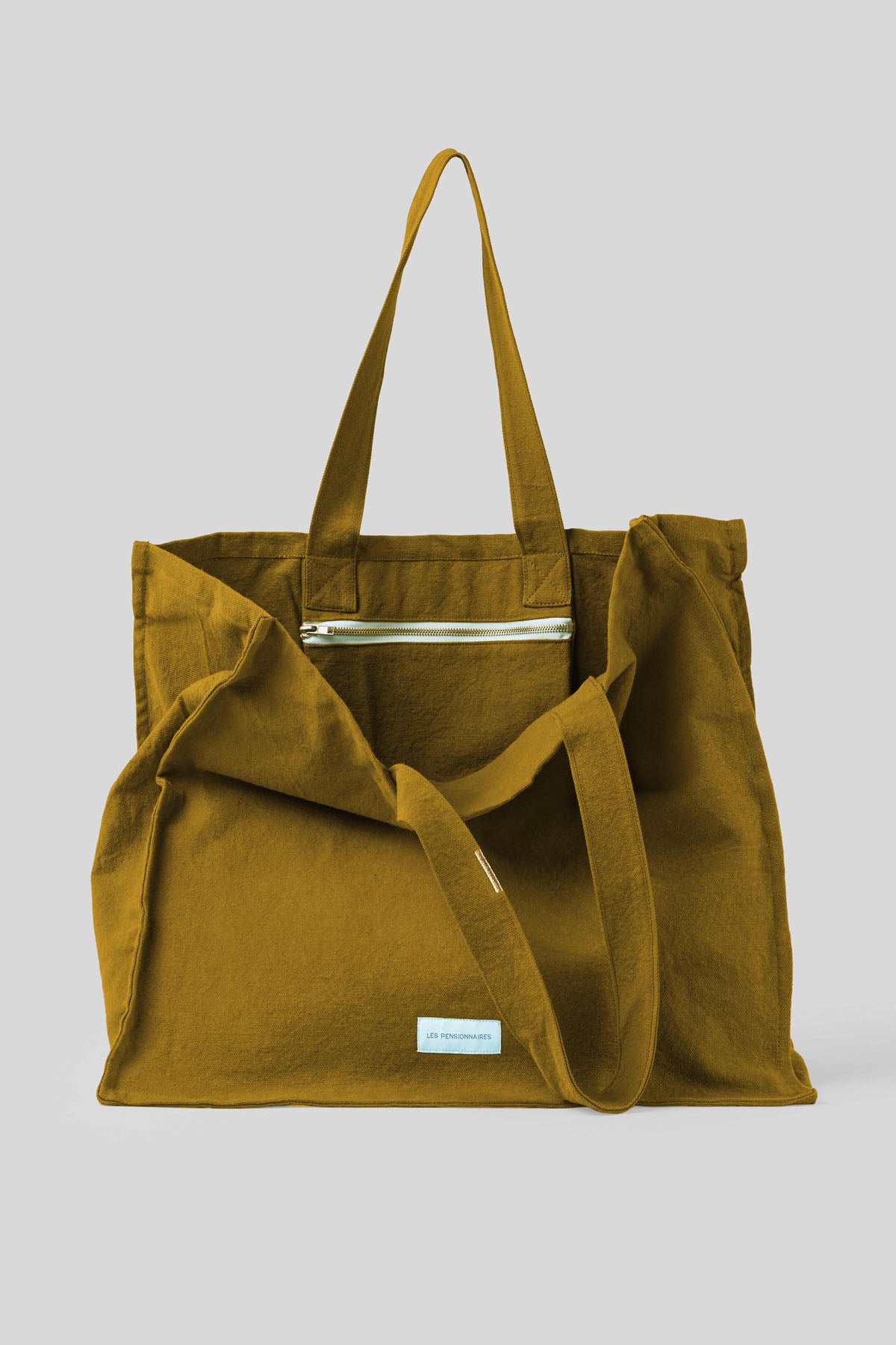 Grand cabas vert bronze en épaisse toile de coton bio