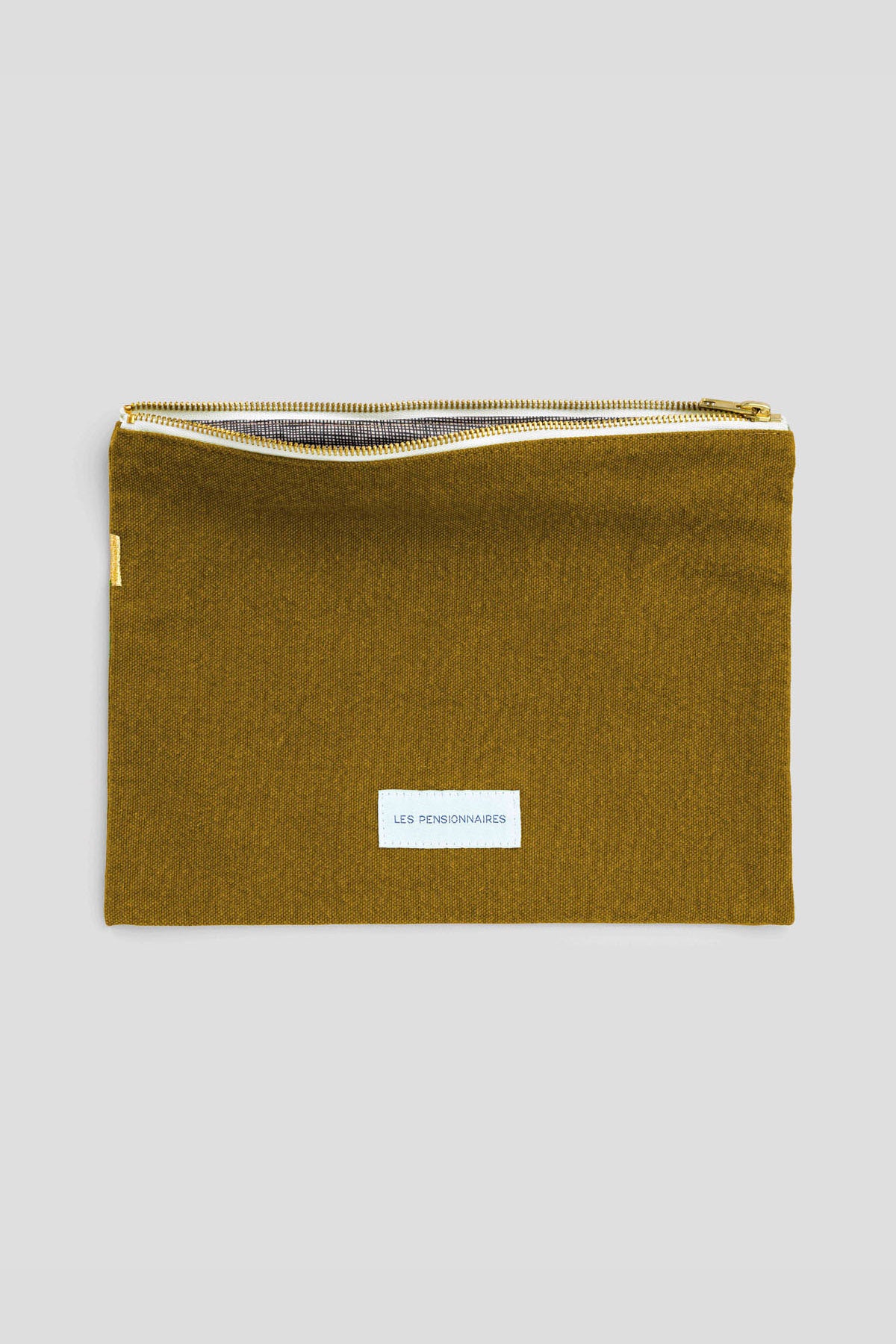 Grande pochette en toile de coton bio vert bronze