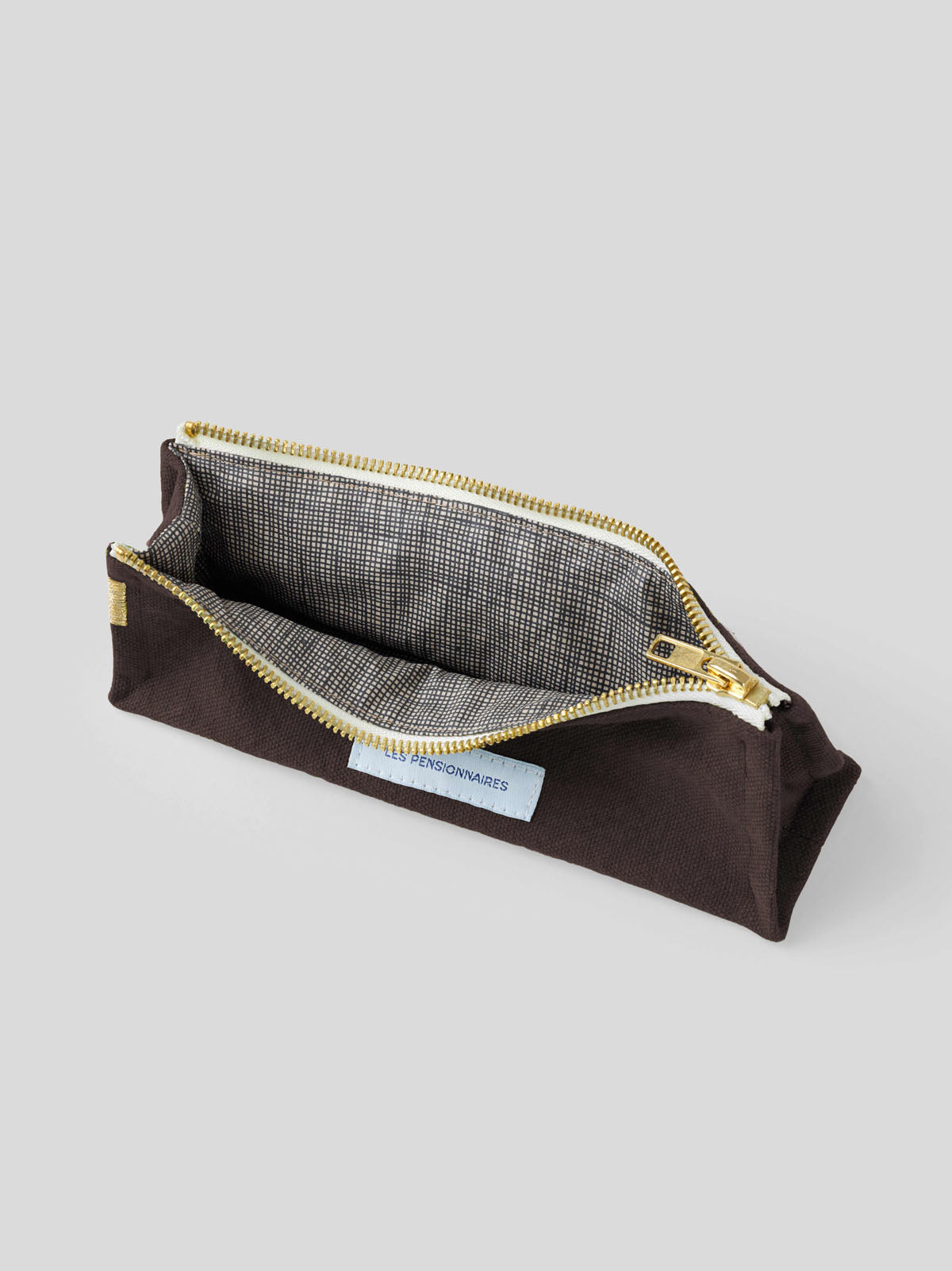 Ebony brown organic cotton canvas pencil case