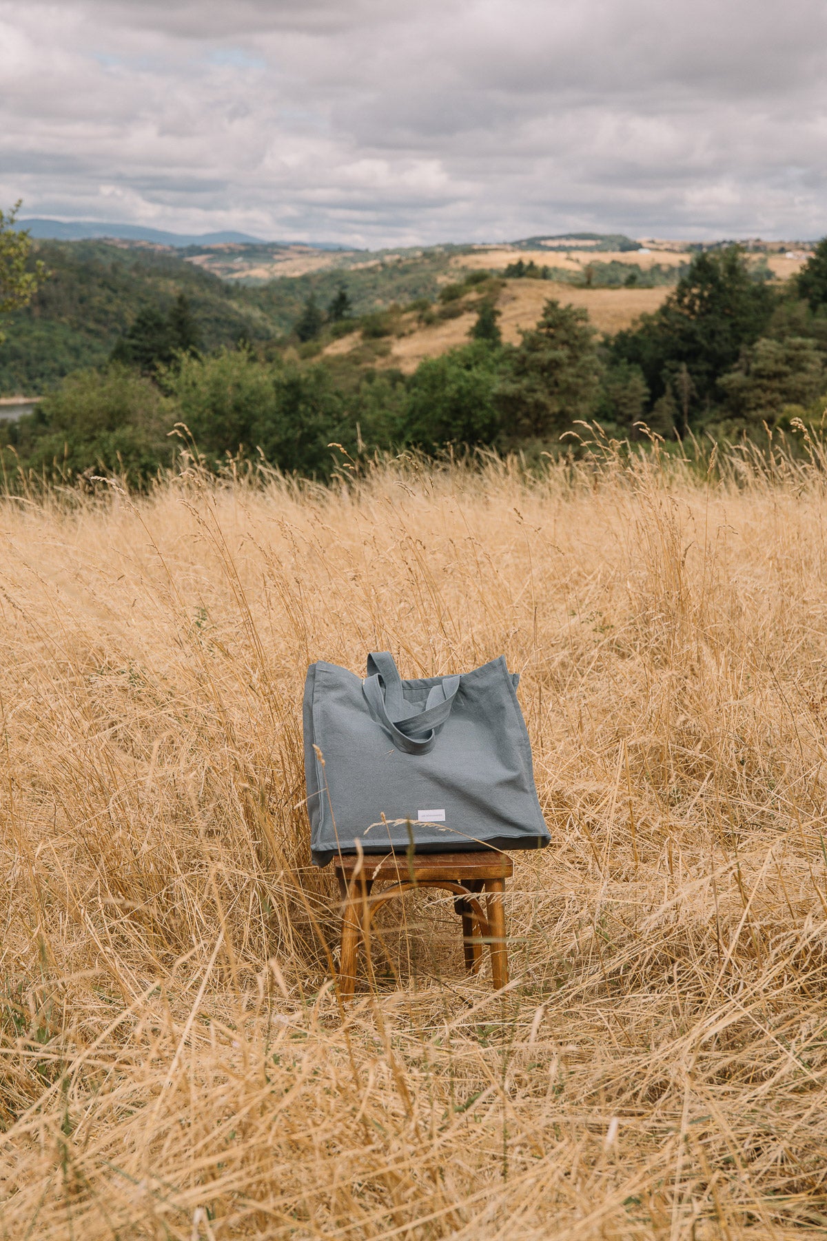 Horizon blue large bag in thick organic cotton canvas