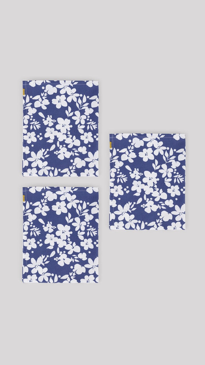 Set of 3 floral cotton tea towels
