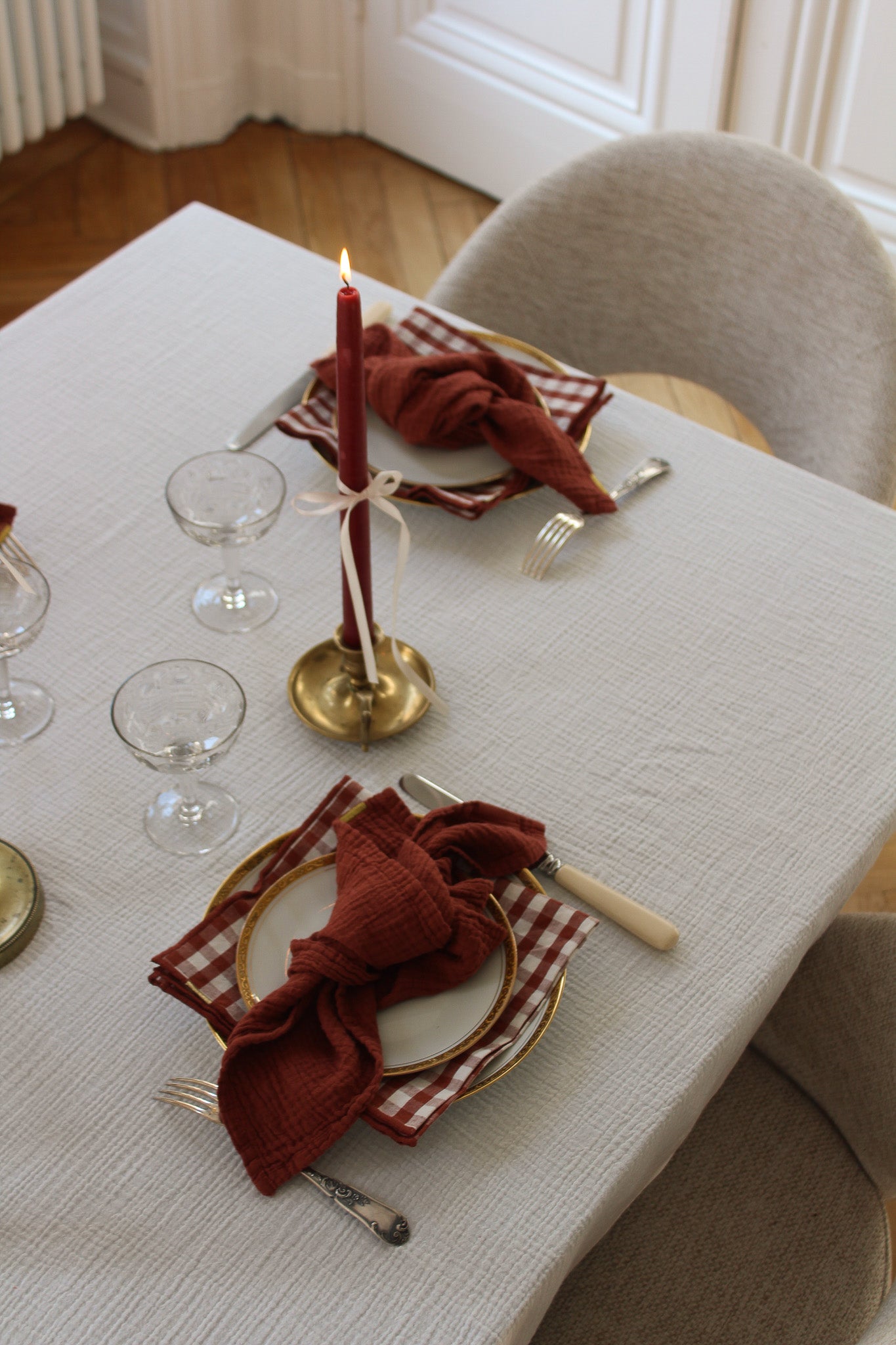 Serviettes de table en double gaze de coton rouille (lot de 2)