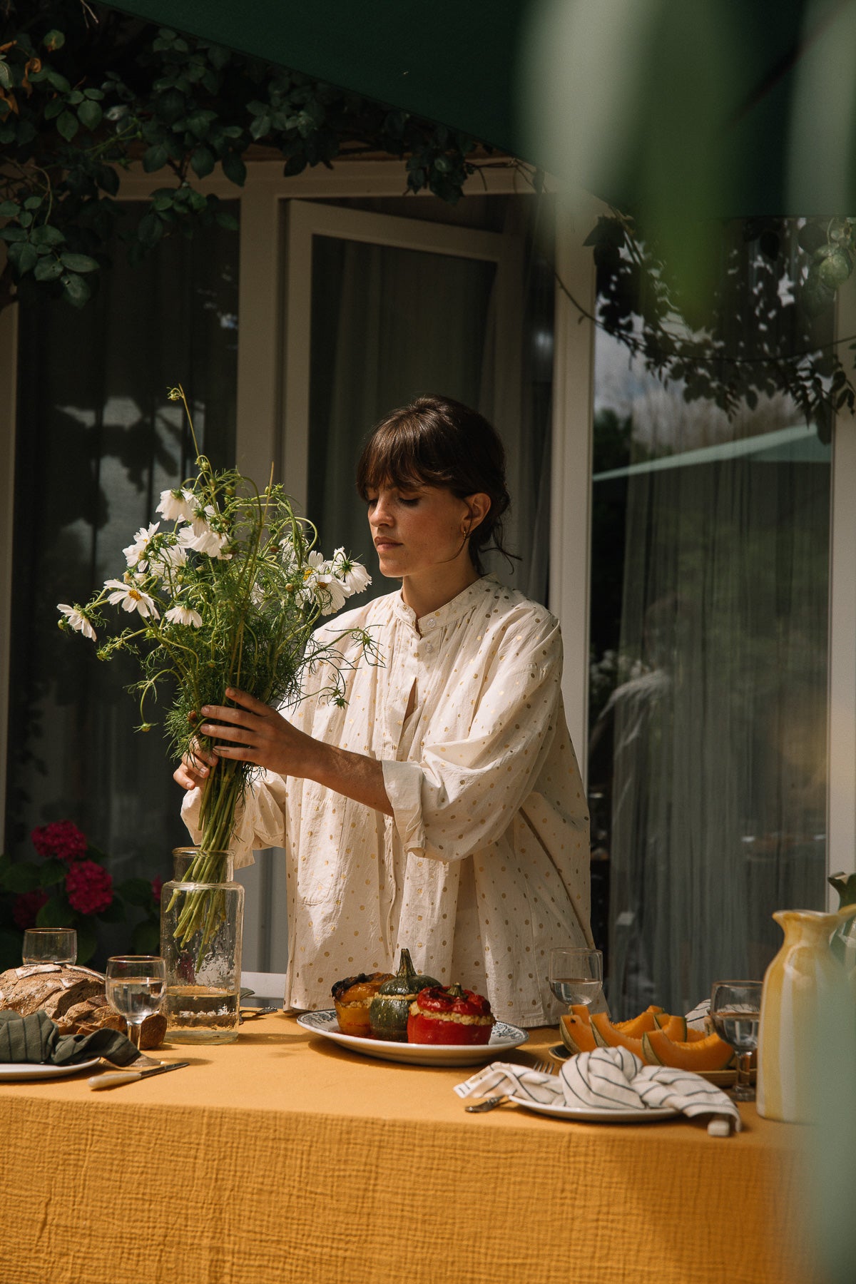 Natural striped napkins in slub cotton (set of 2)
