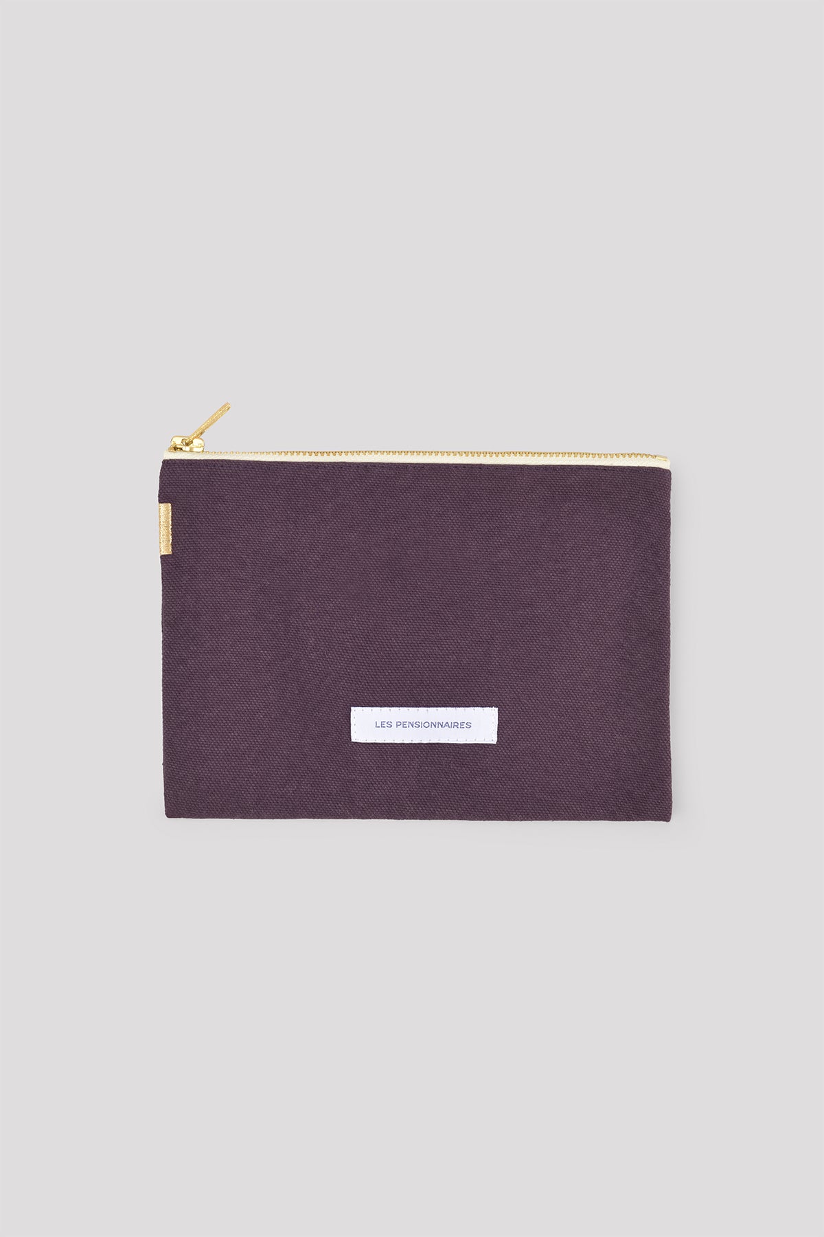 Petite pochette en toile de coton bio violet aubergine