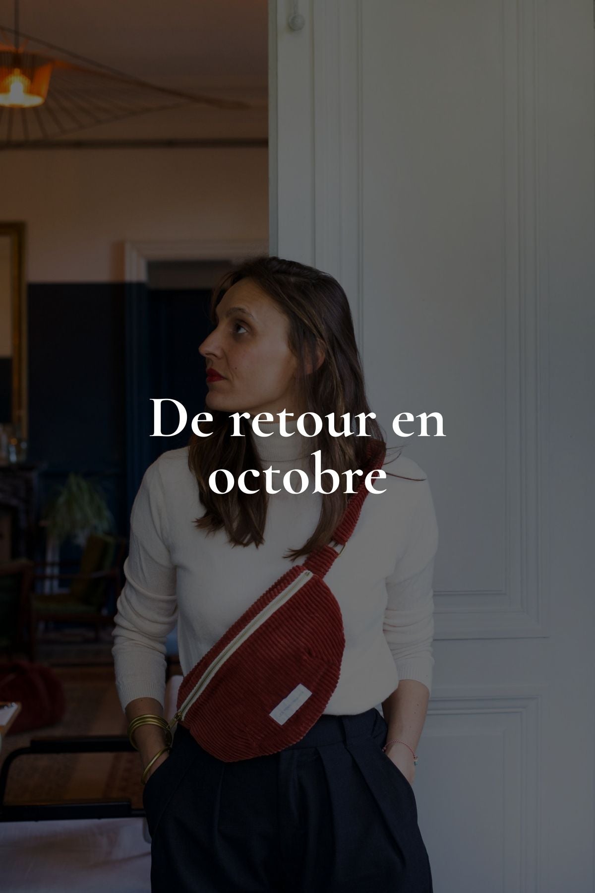 Sac banane en velours côtelé rouille