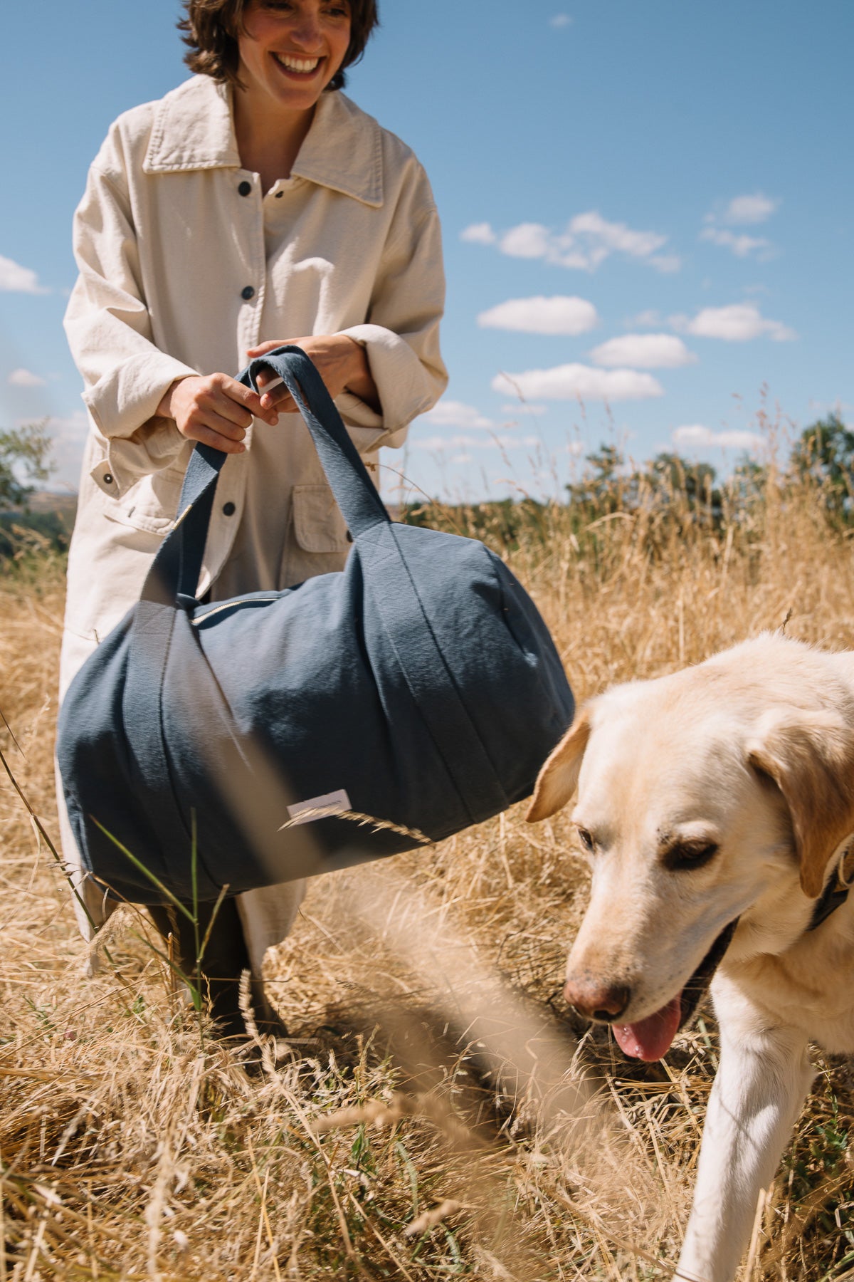 Storm blue organic cotton bowling bag