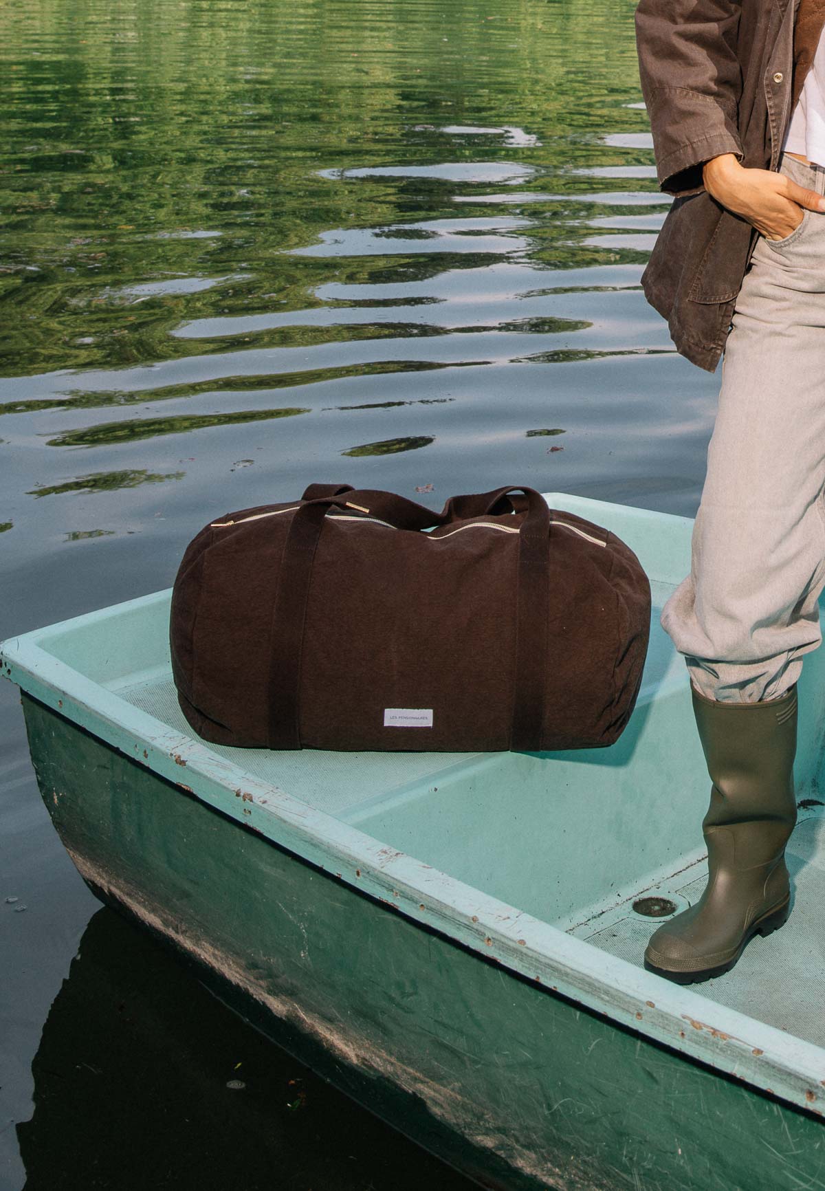 Ebony brown organic cotton bowling bag