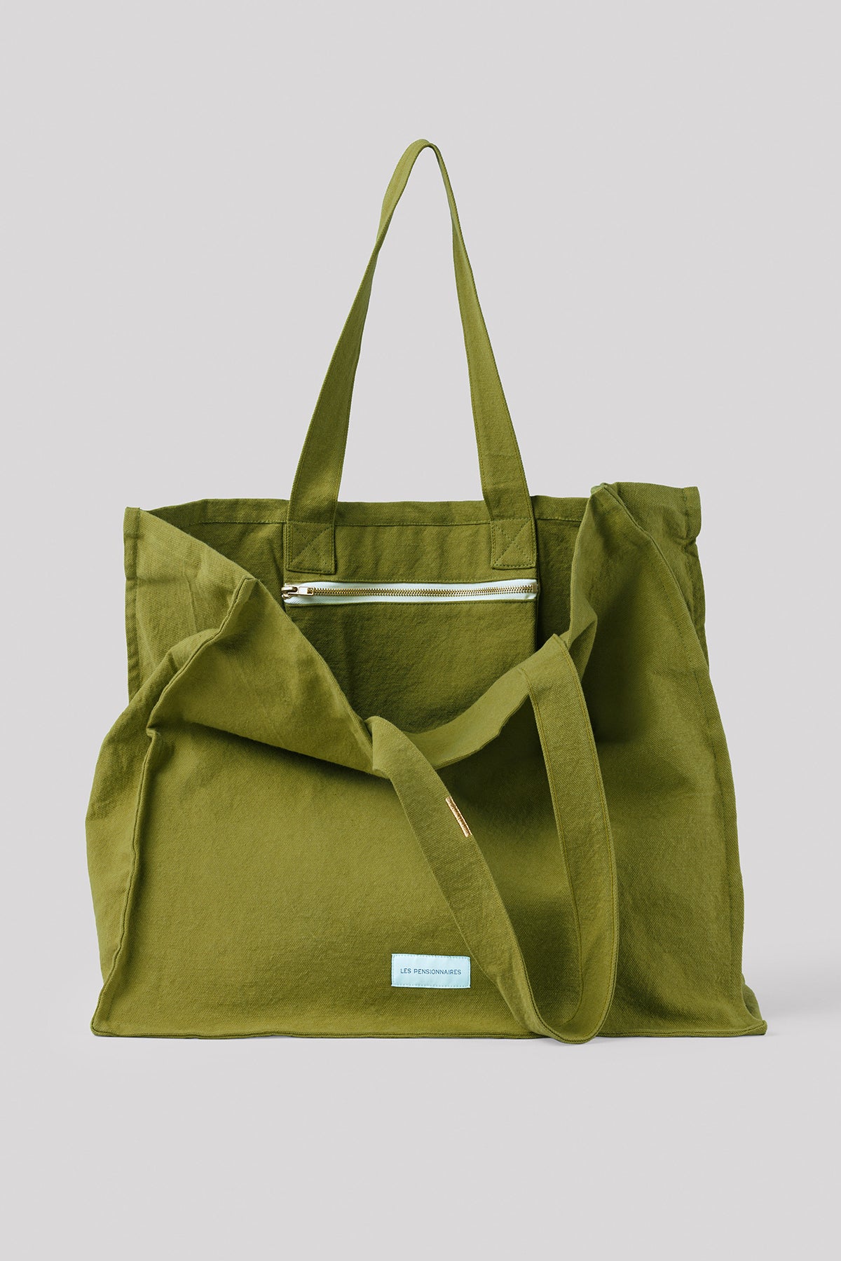 Grand cabas vert mousse en épaisse toile de coton bio