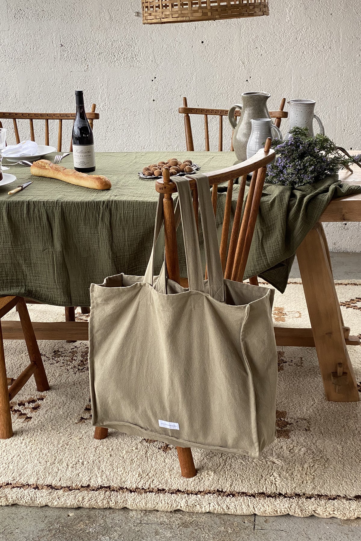 Linden green large bag in thick organic cotton canvas