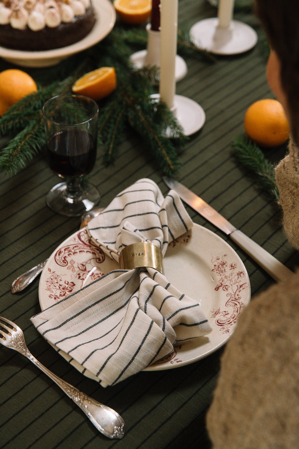 Natural striped napkins in slub cotton (set of 2)