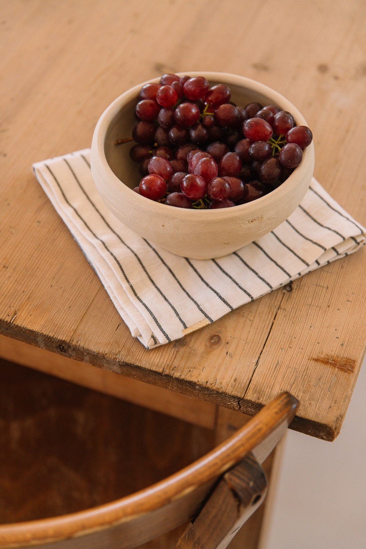 Serviettes de table Écru à rayures en coton flammé (lot de 2)
