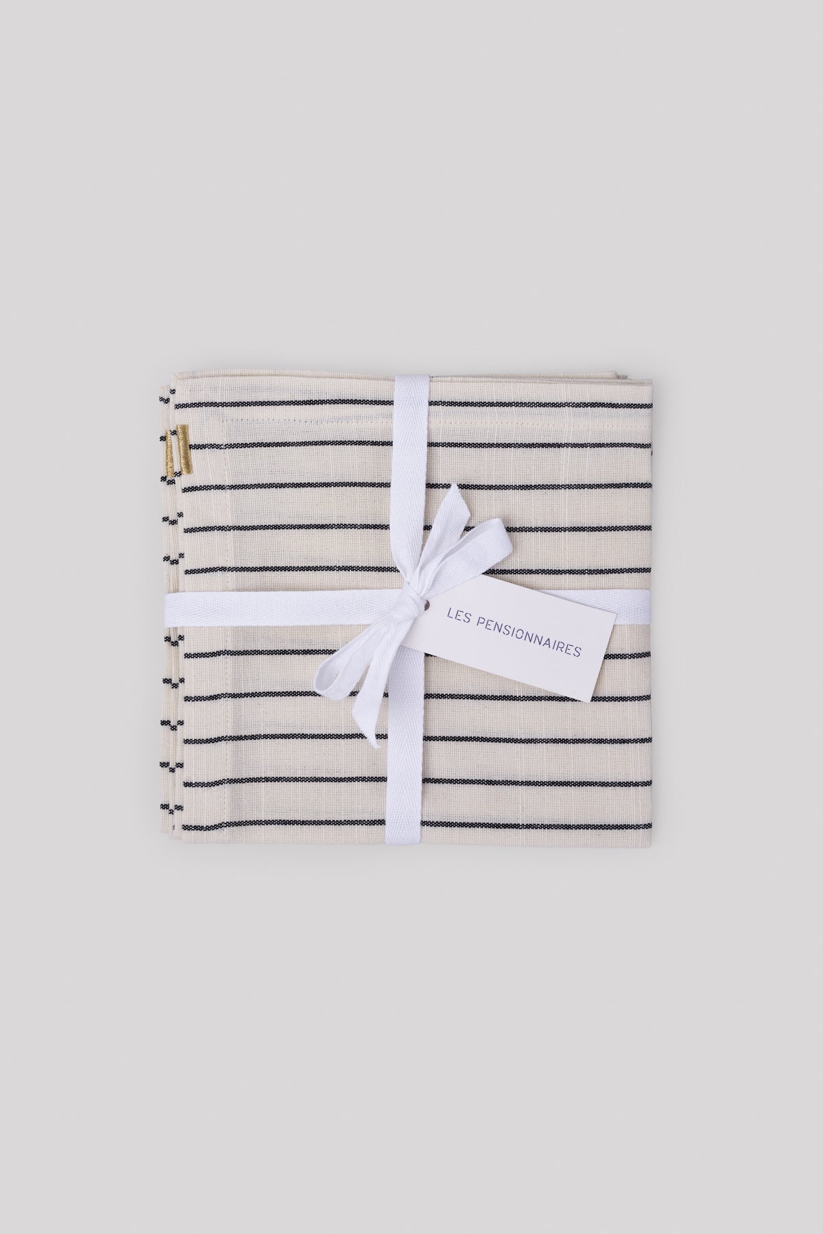 Serviettes de table Écru à rayures en coton flammé (lot de 2)