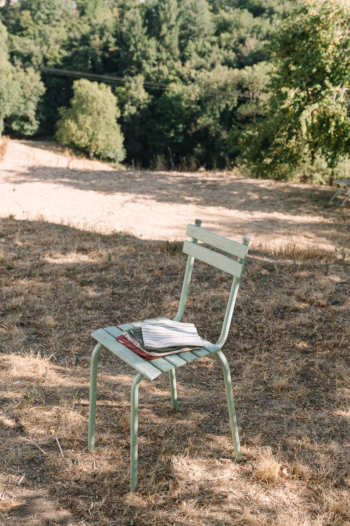 Serviettes de table Écru à rayures en coton flammé (lot de 2)