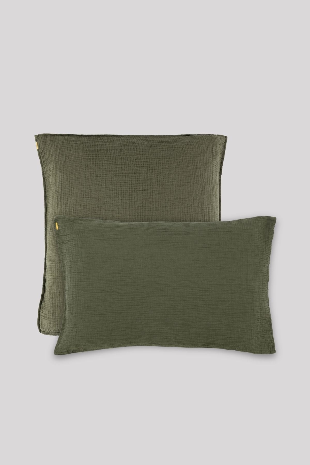 Taie-d-oreiller-en-double-gaze-de-coton-vert-capre