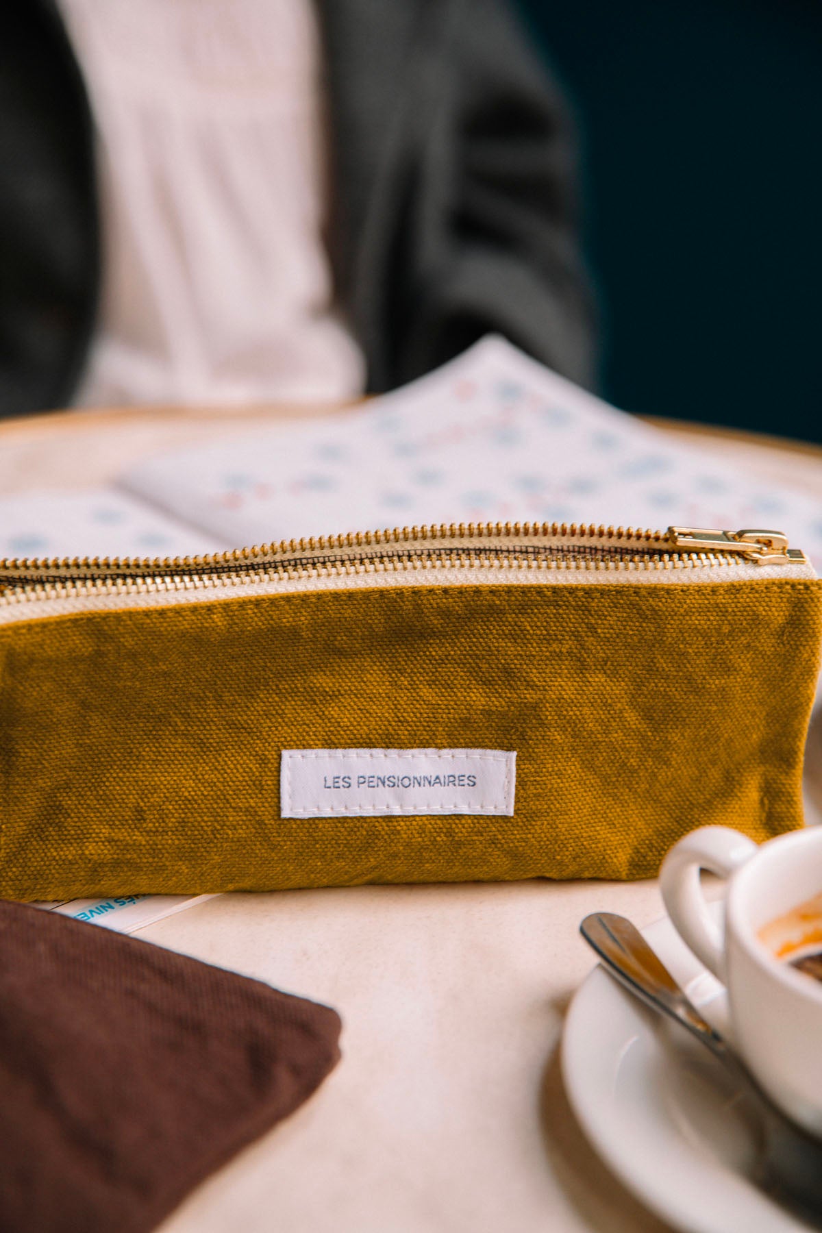 Bronze green organic cotton canvas pencil case