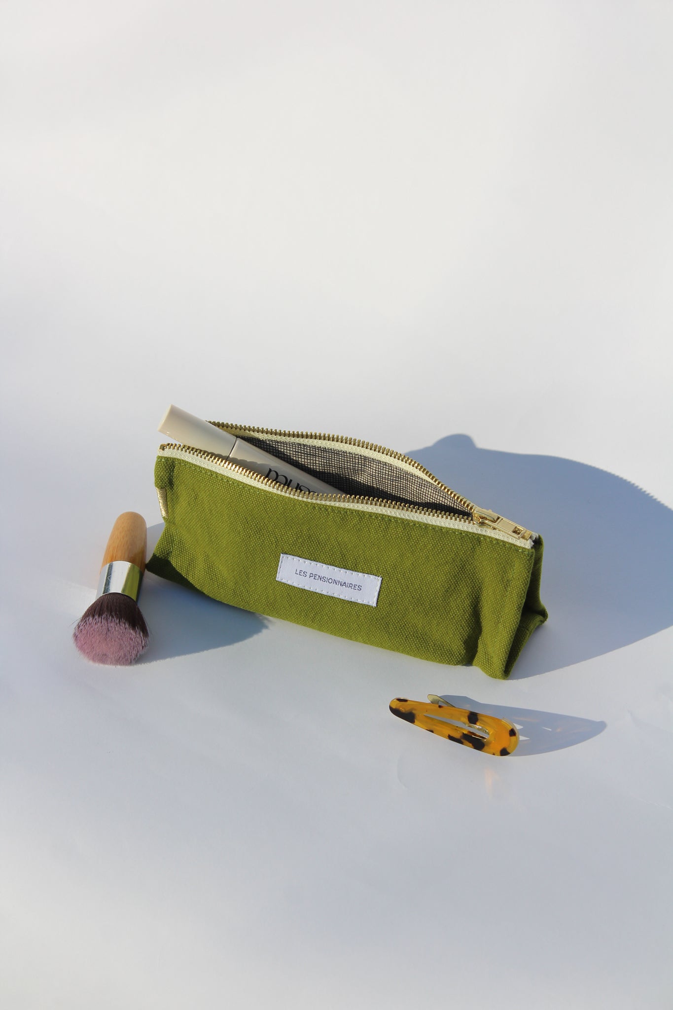 Moss green organic cotton canvas pencil case