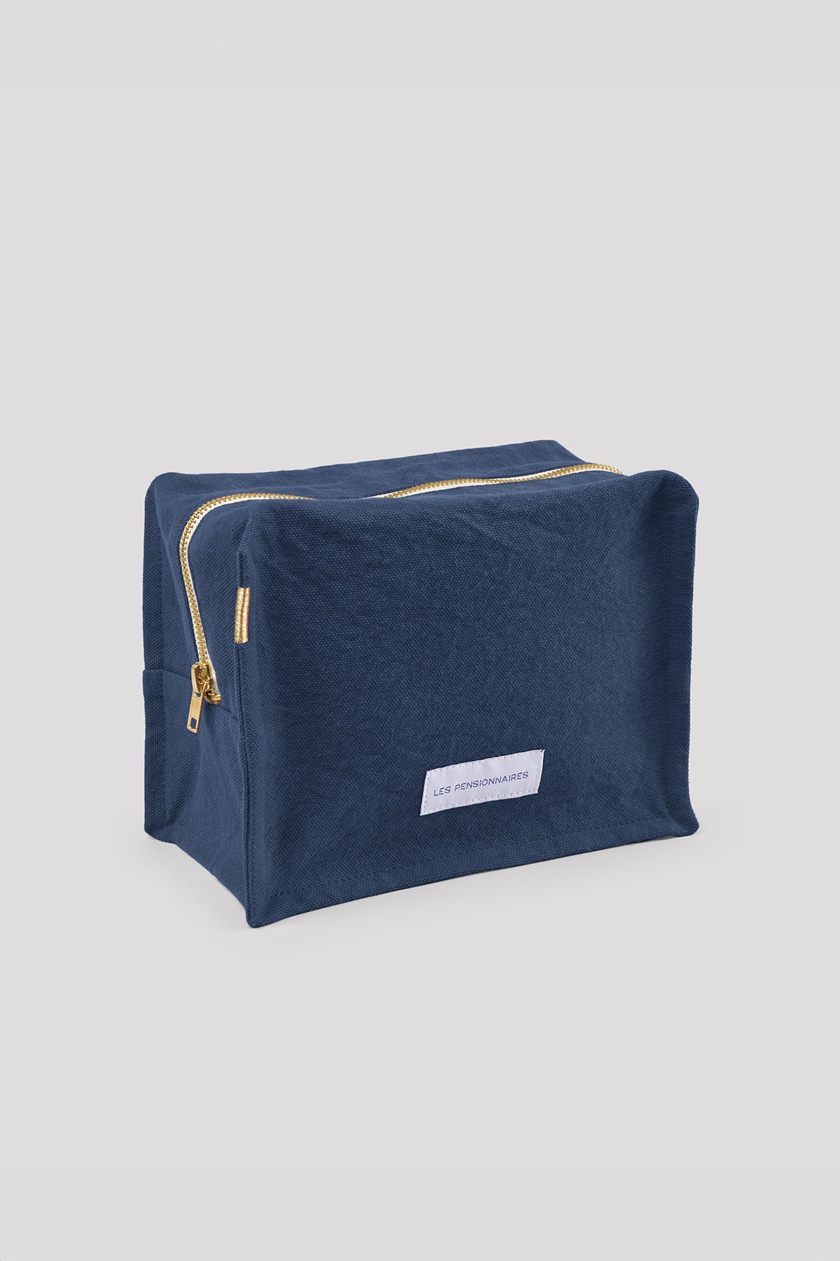 Storm blue cube toiletry bag in thick organic cotton canvas