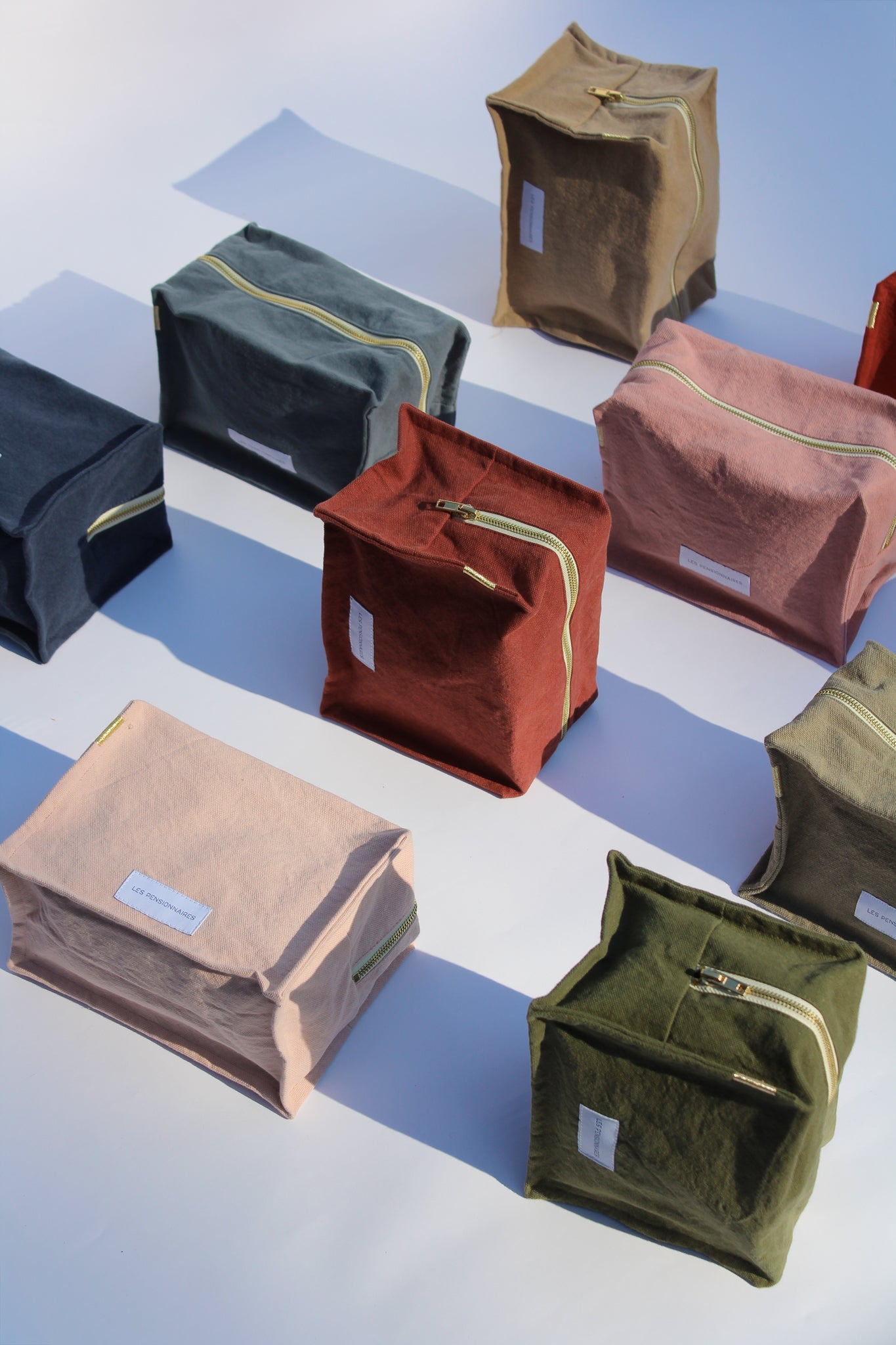 Horizon blue cube toiletry bag in thick organic cotton canvas