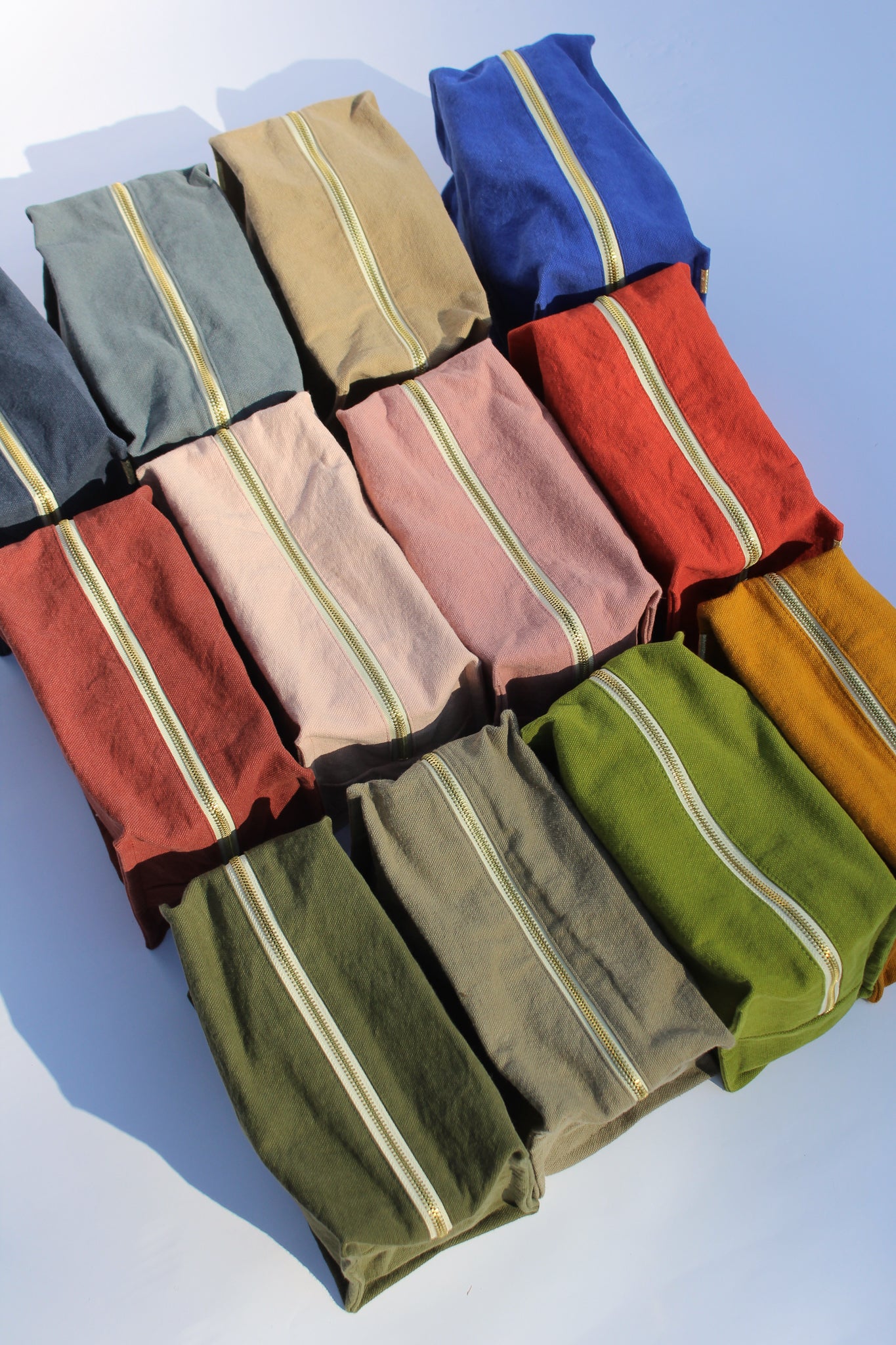 Flaming orange cube toiletry bag in thick organic cotton canvas