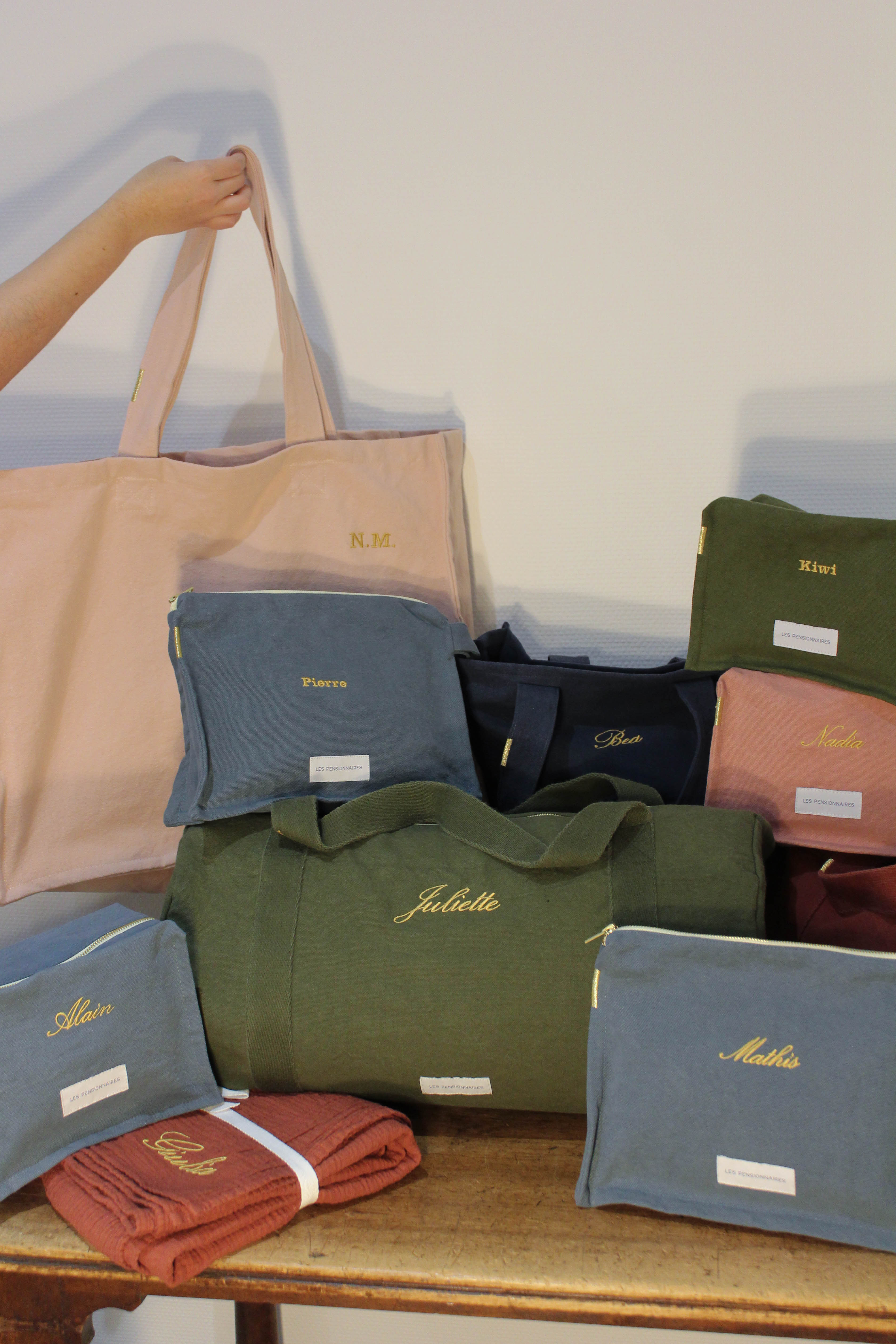 Grand cabas rose délicat en épaisse toile de coton bio