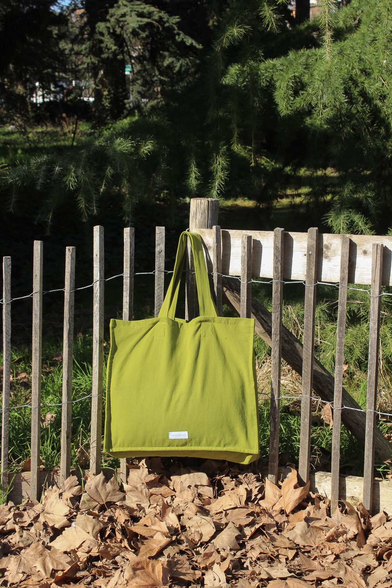 Grand cabas vert mousse en épaisse toile de coton bio