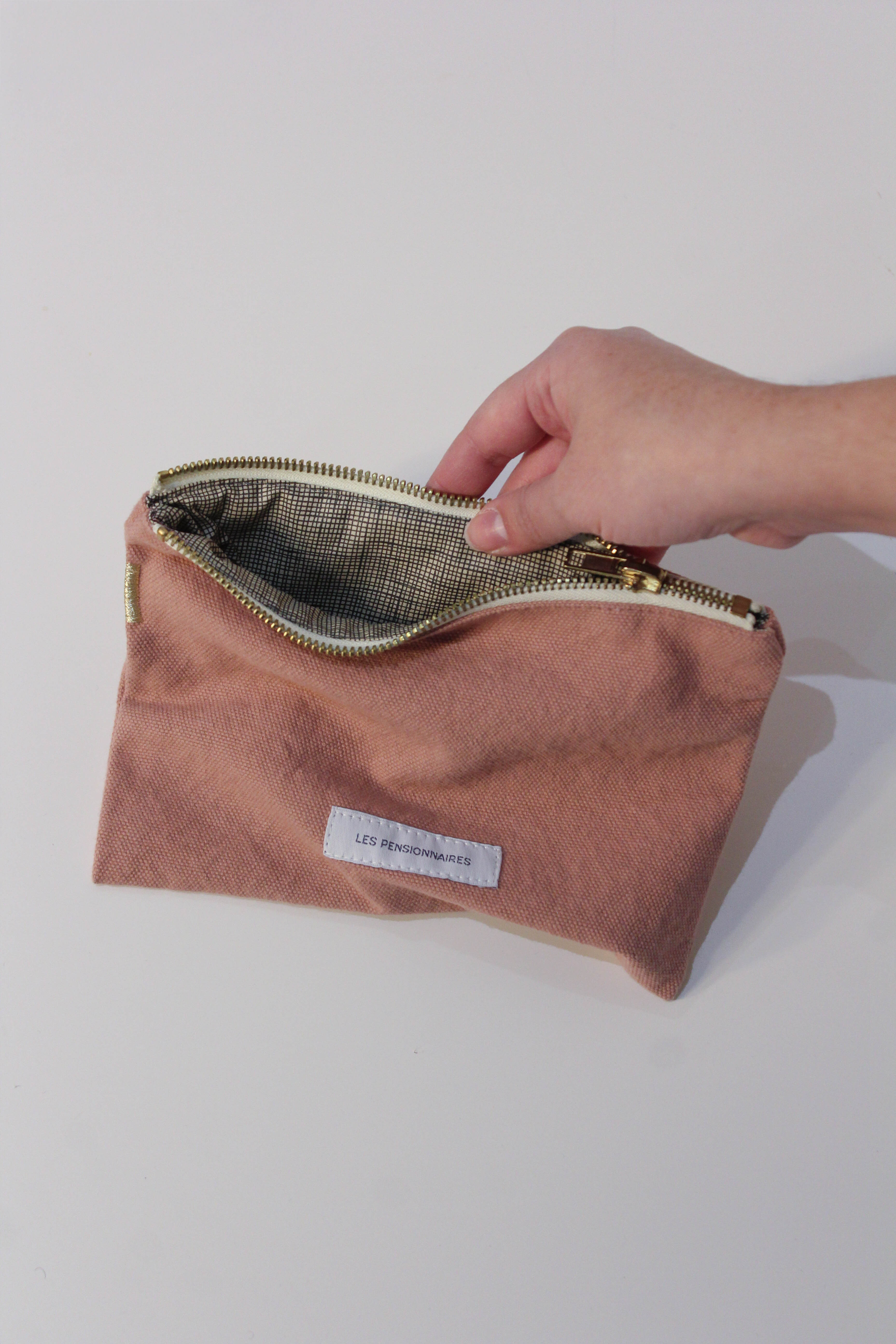 Rosewood organic cotton canvas small pouch