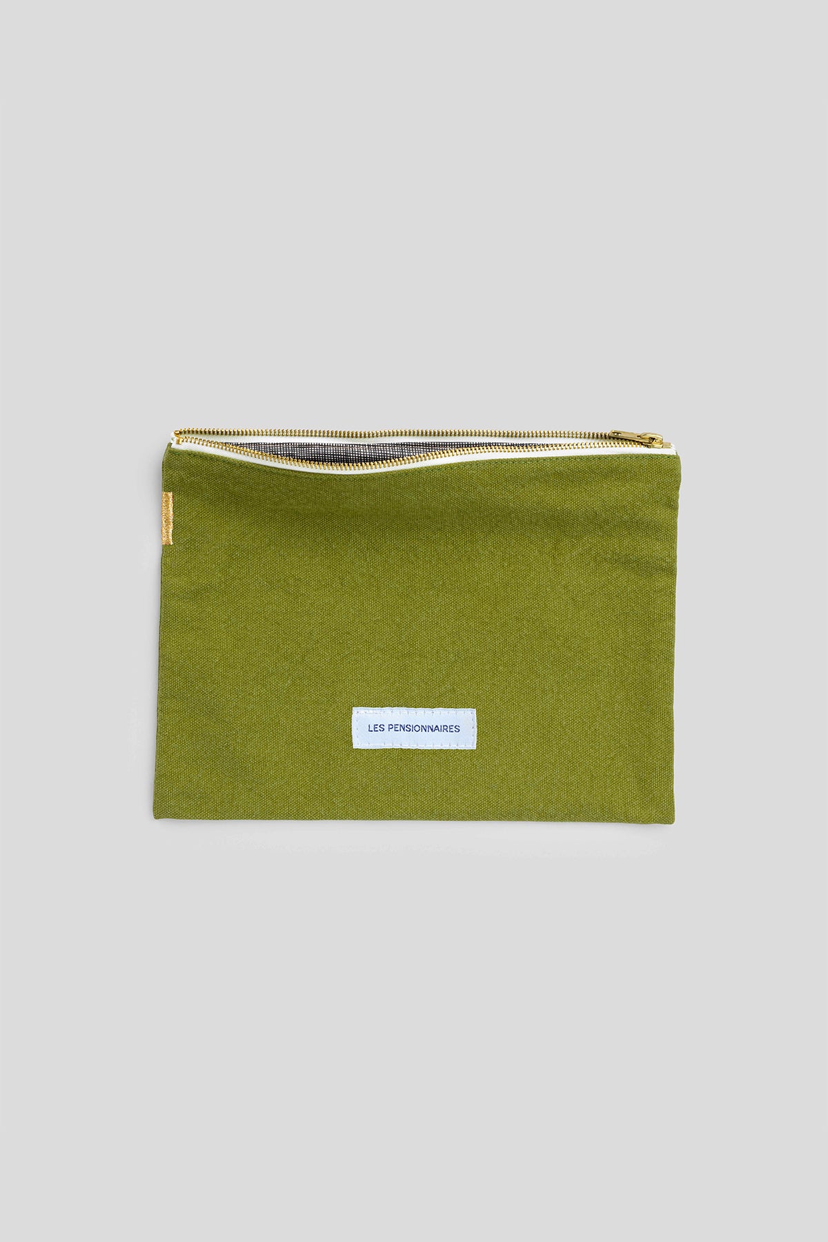 Petite pochette en toile de coton bio vert mousse