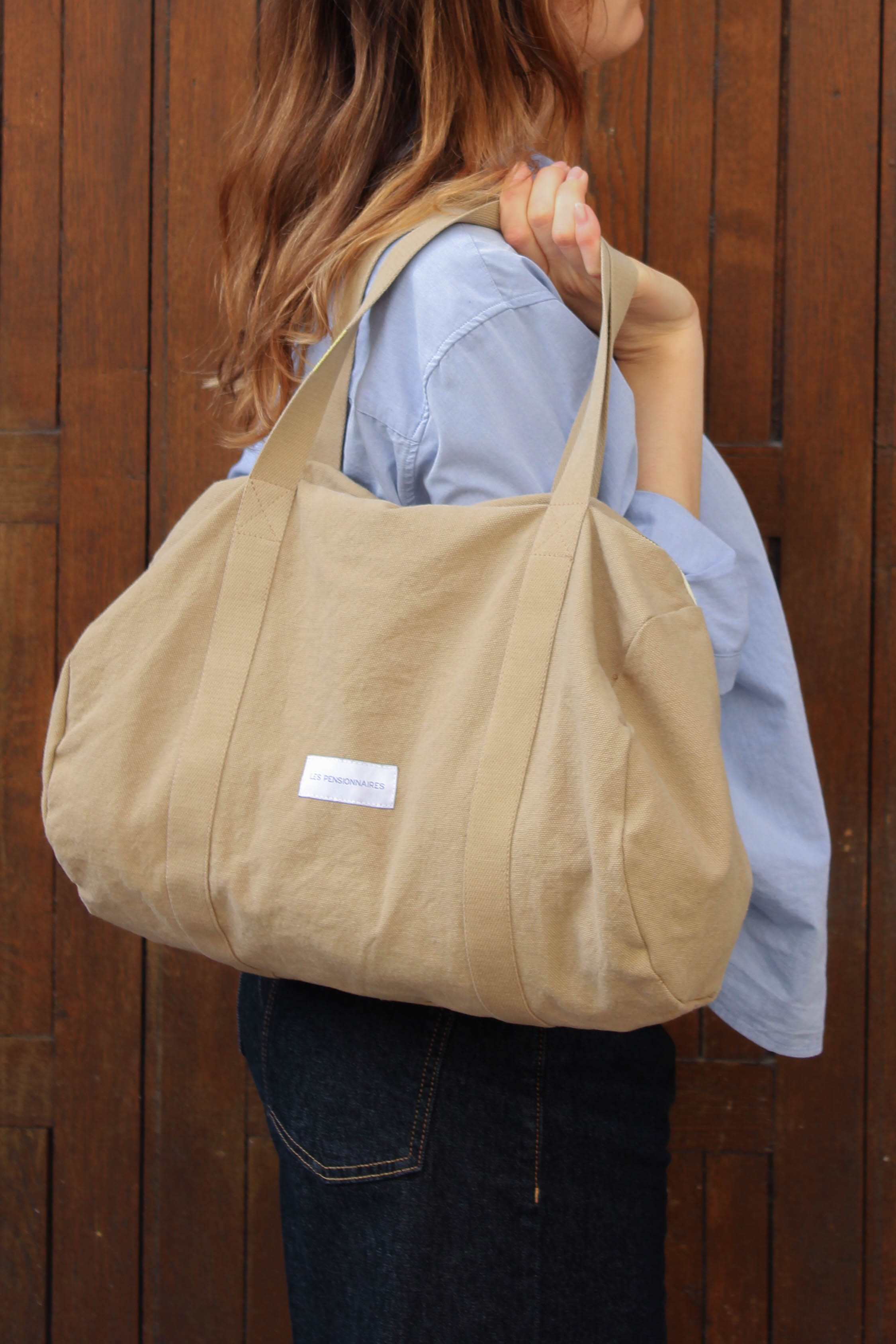 Mini sac bowling en coton bio beige sable