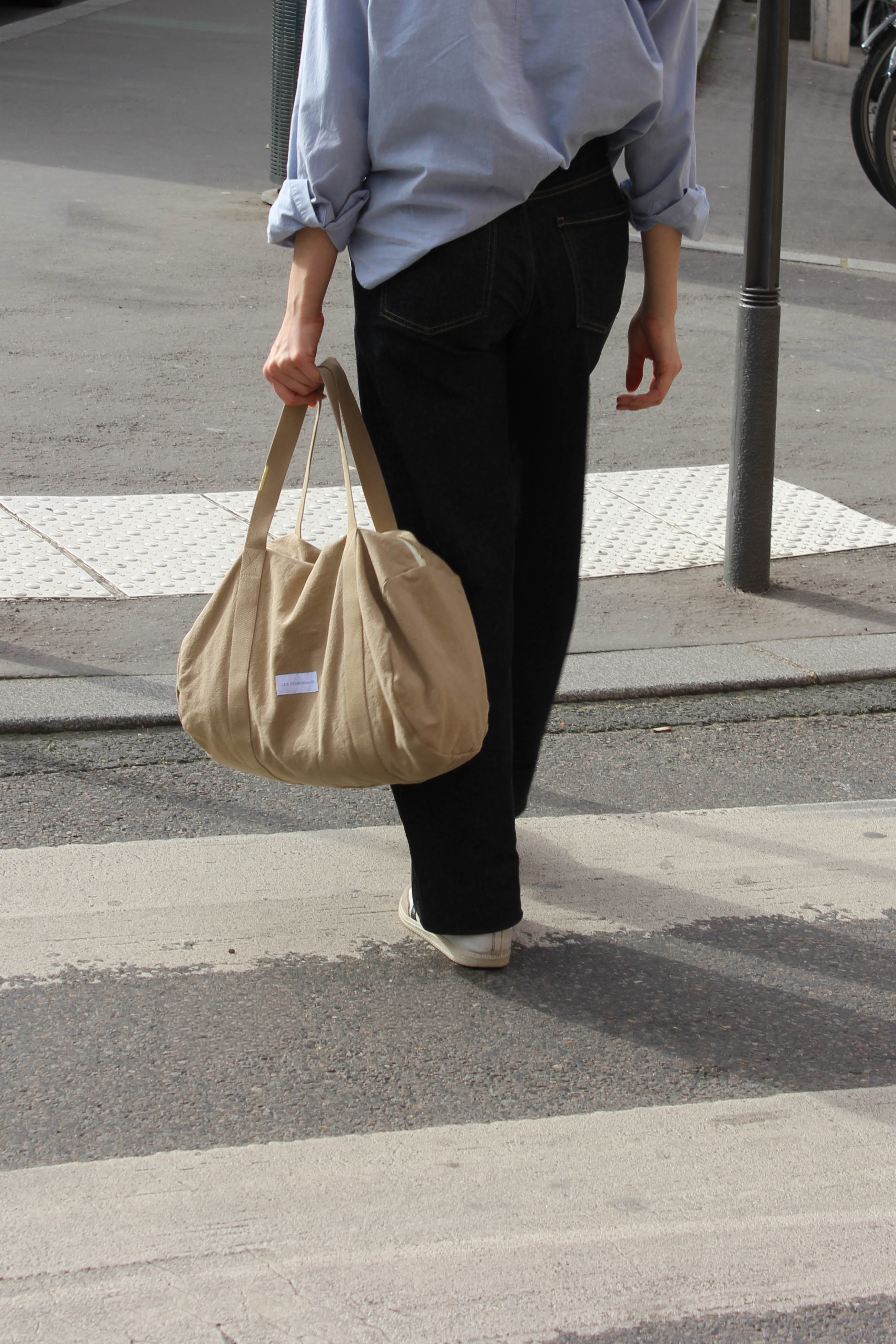 Sand beige organic cotton mini bowling bag