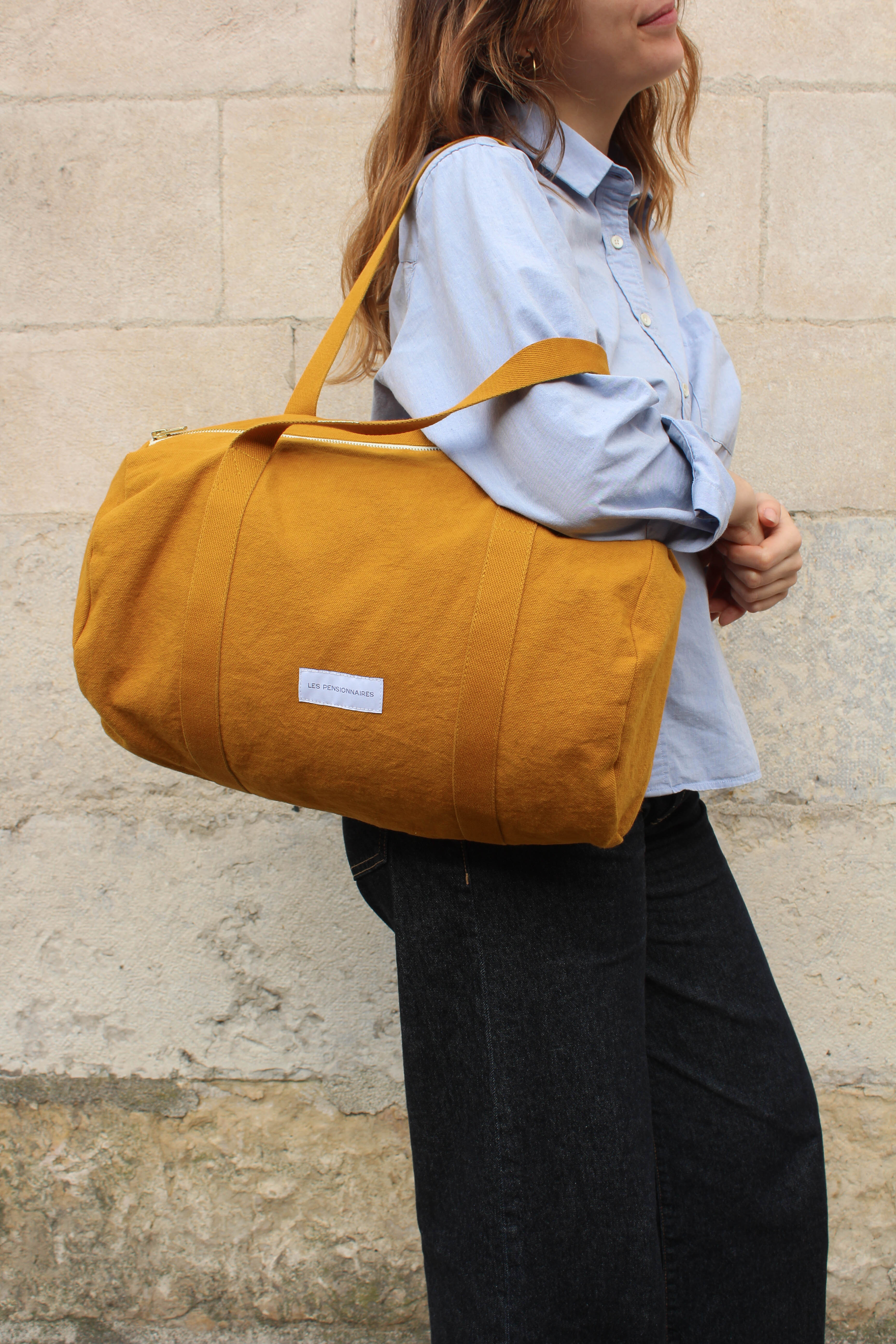 Saffron yellow organic cotton mini bowling bag