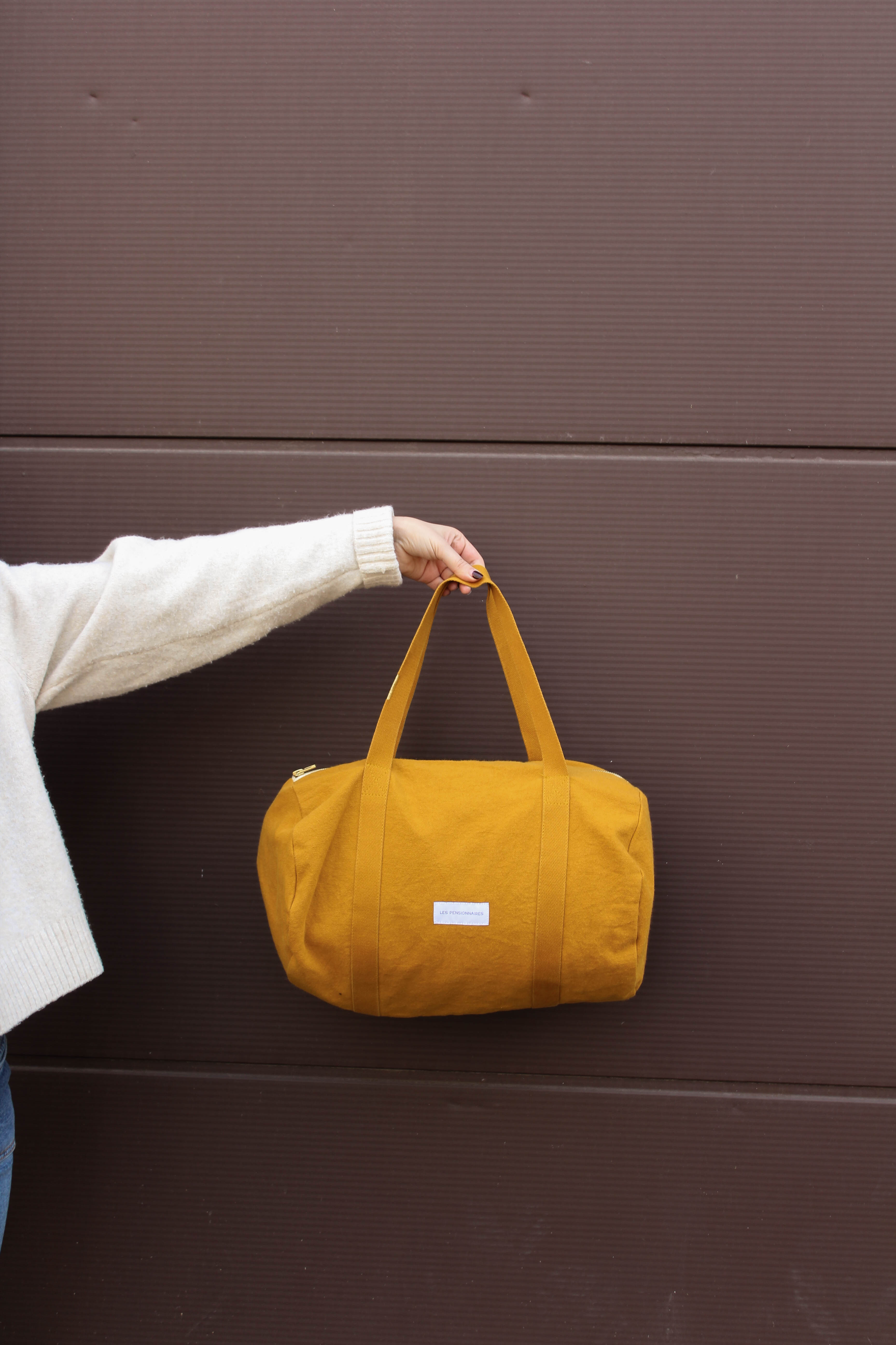 Saffron yellow organic cotton mini bowling bag