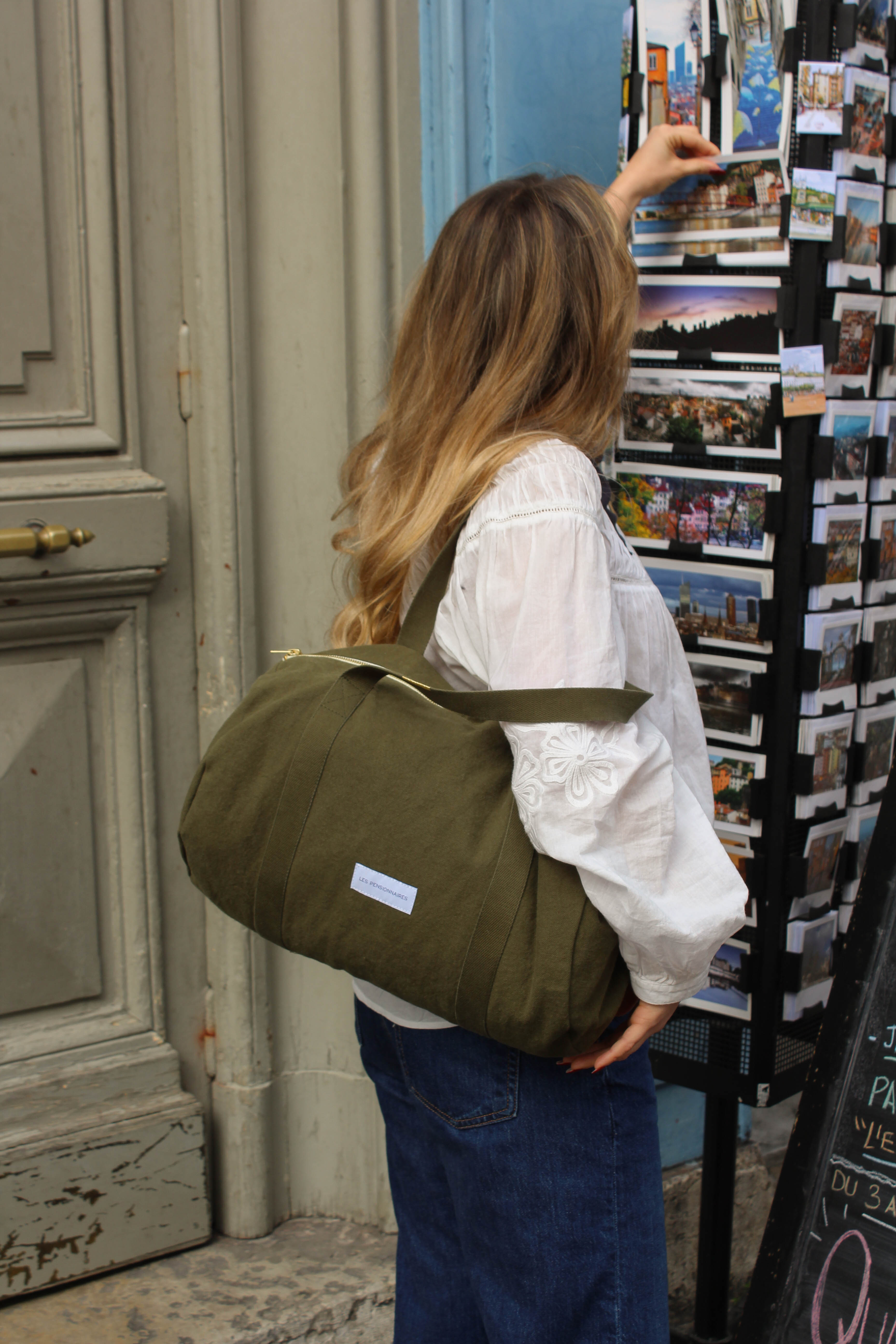 Caper green organic cotton mini bowling bag