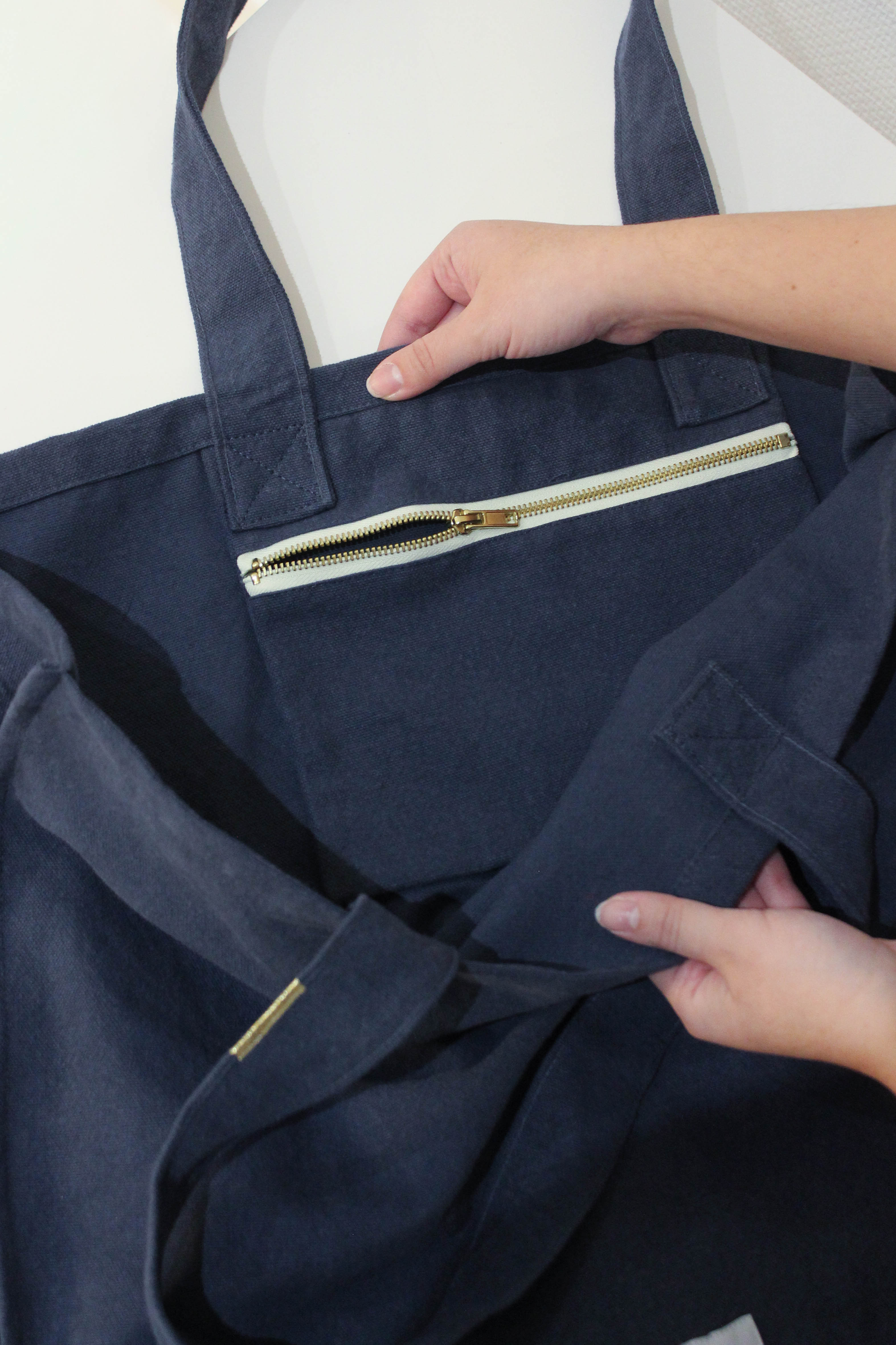 Grand cabas jaune safran en épaisse toile de coton bio