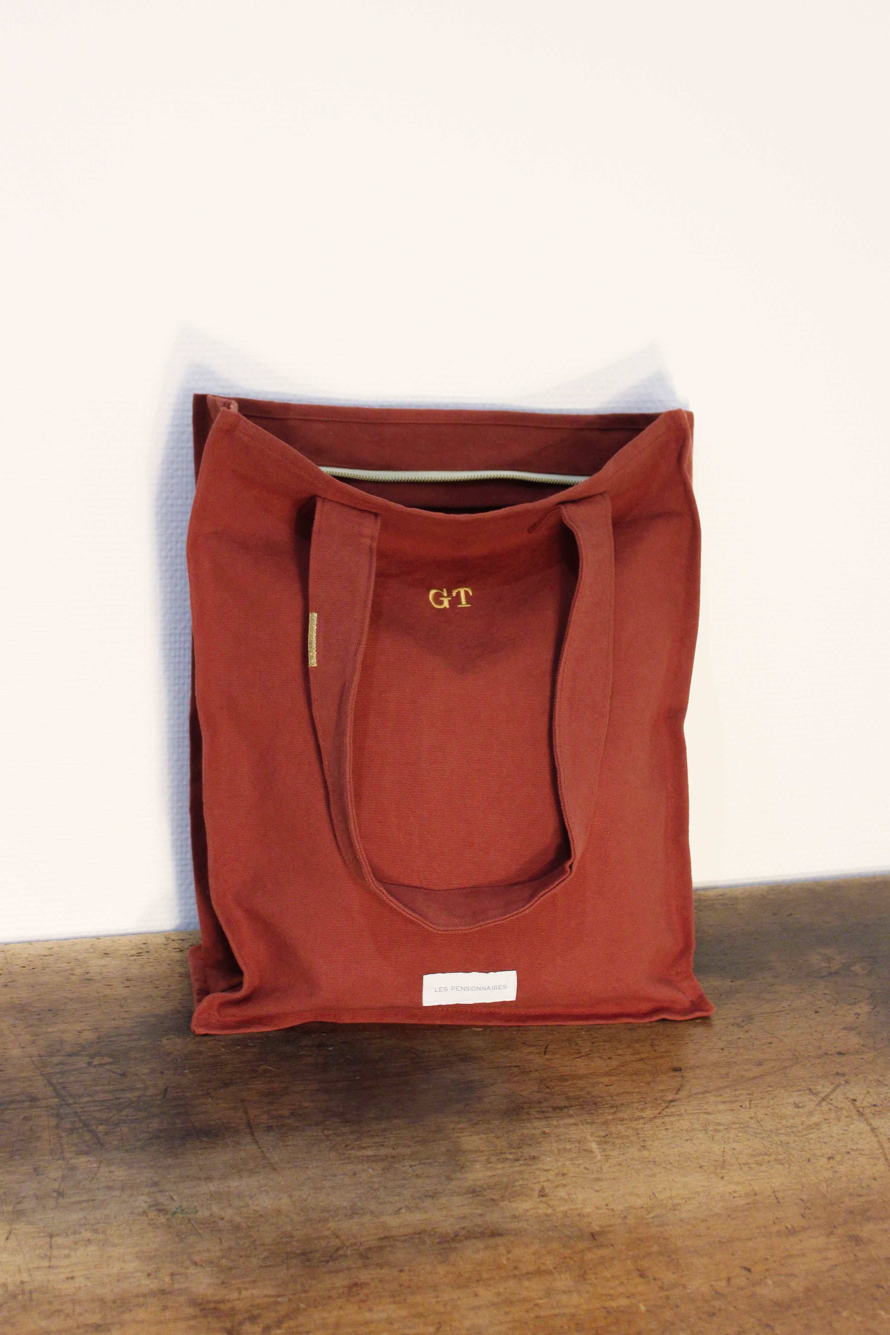 Rust red organic cotton canvas zipped bag