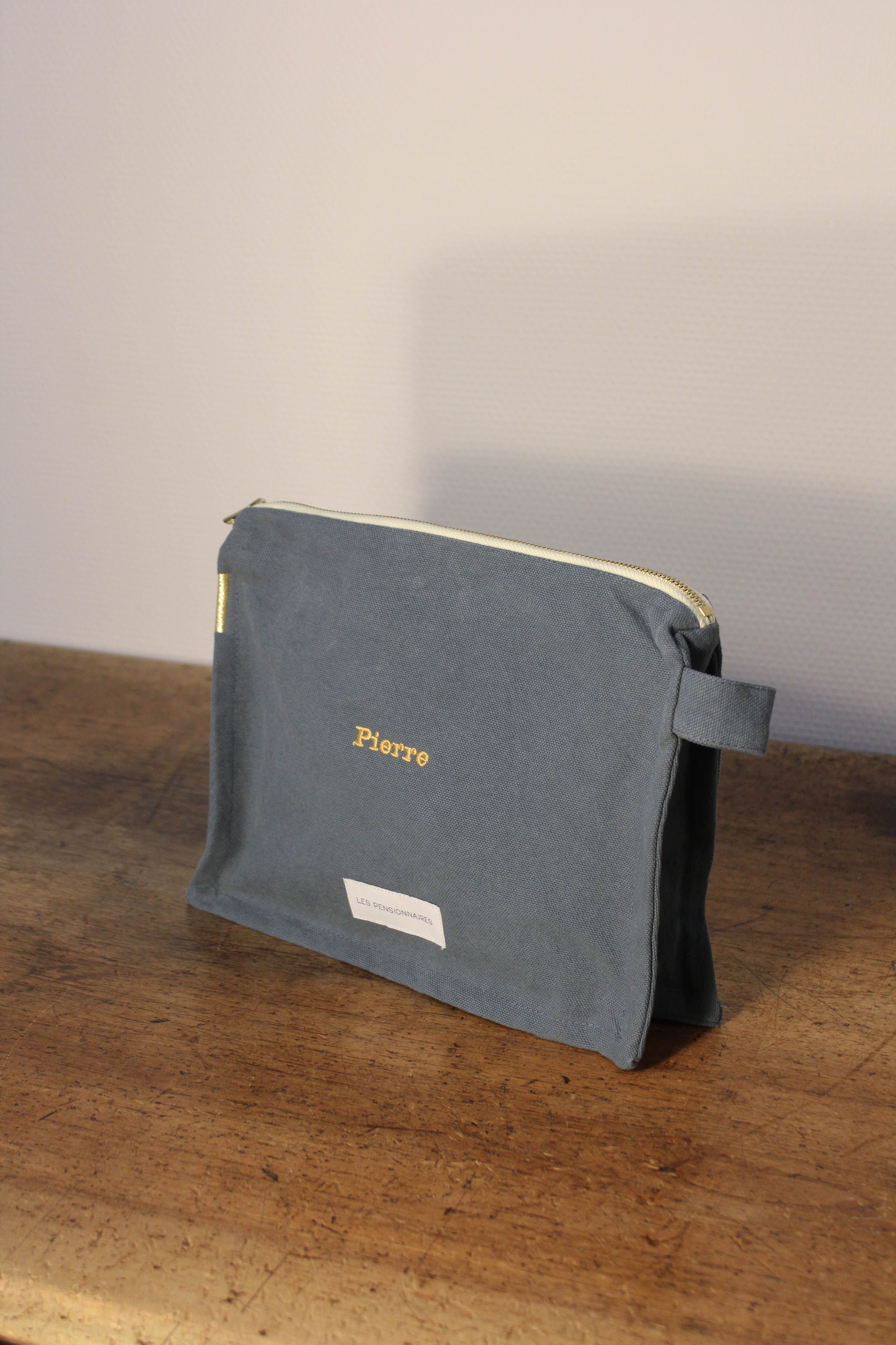 Trousse de toilette bleu horizon en épaisse toile de coton bio