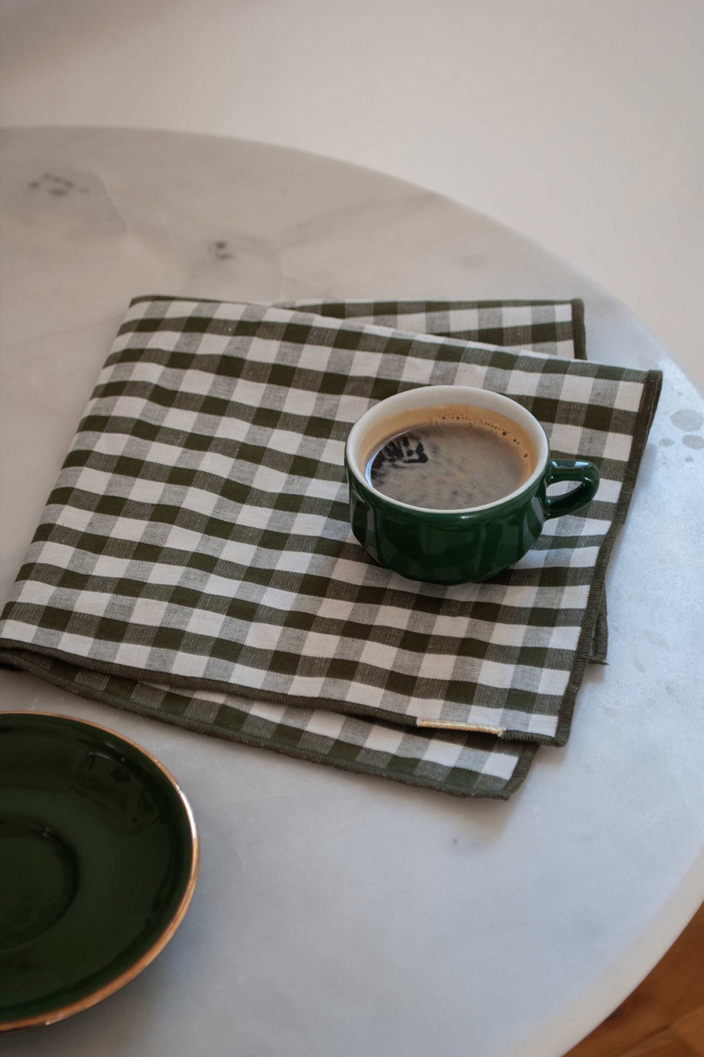 Serviette de table coton carreaux gris, fabriqué en France.