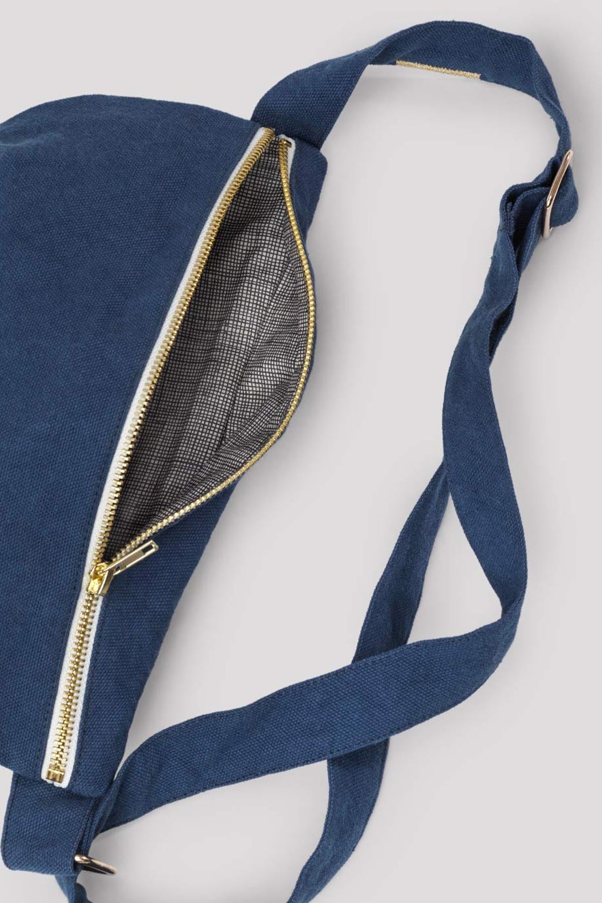 Sac banane en toile de coton bio bleu orage