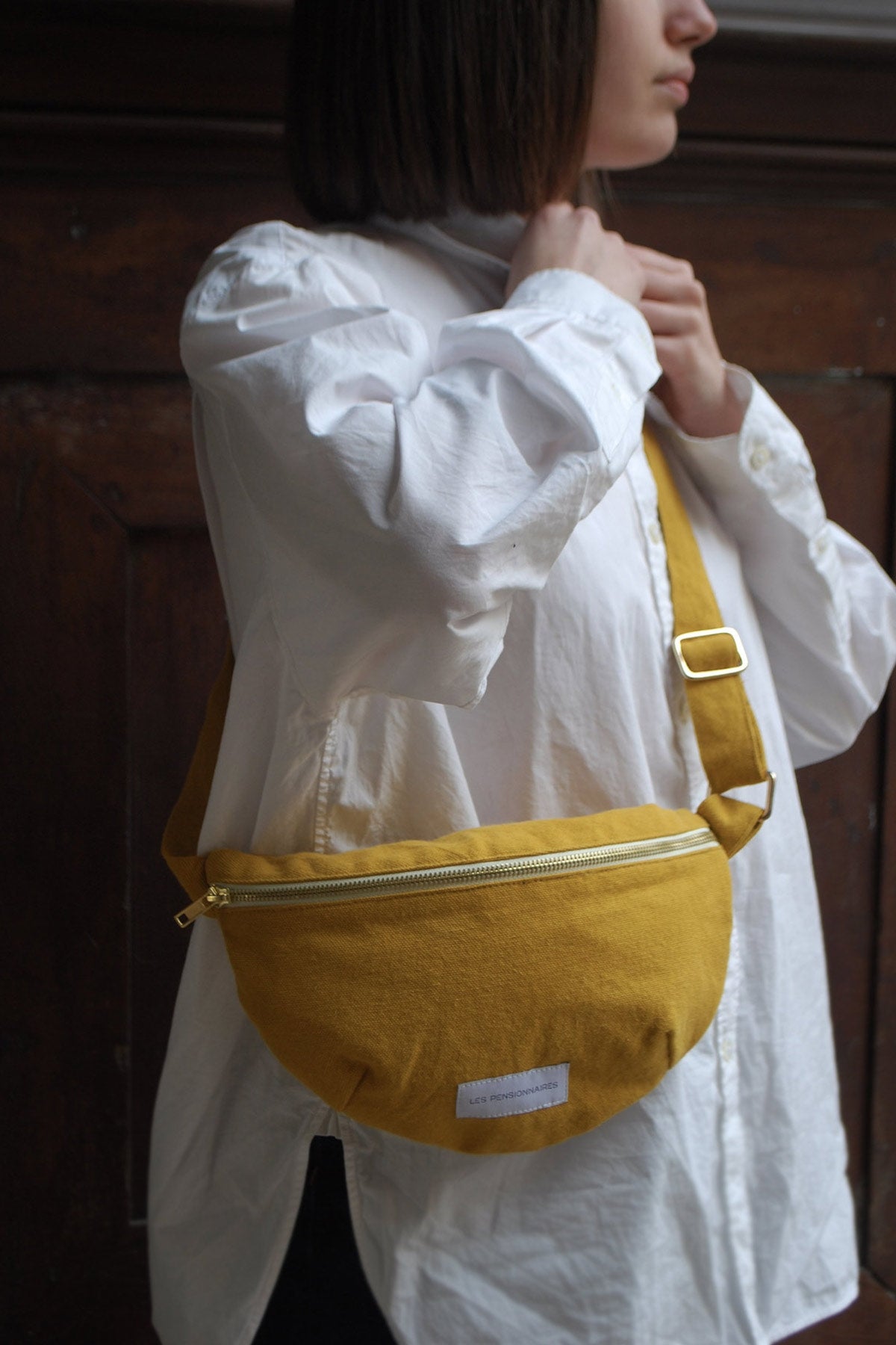 Sac banane en toile de coton bio jaune safran