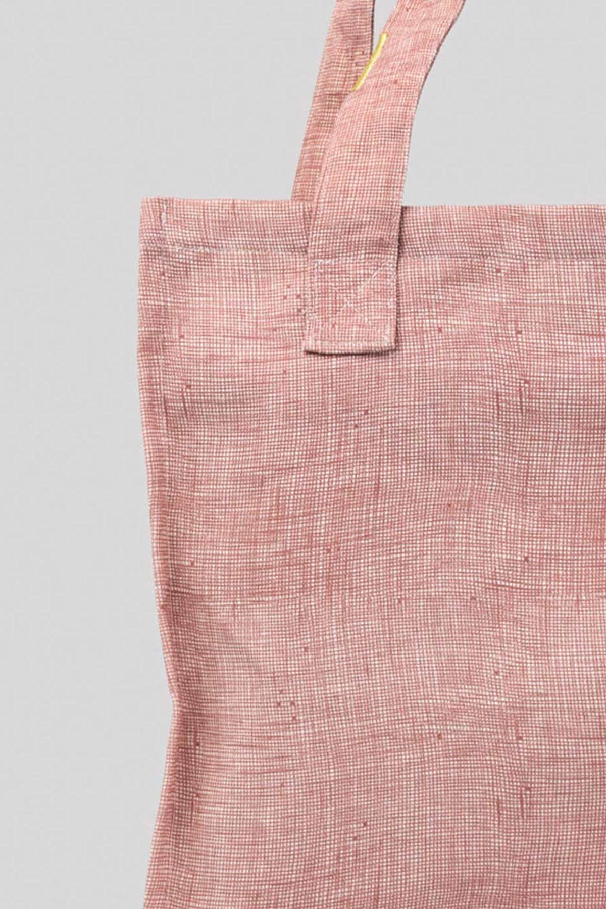 Sac zippé en toile de coton bio Quadrillé Bois de rose