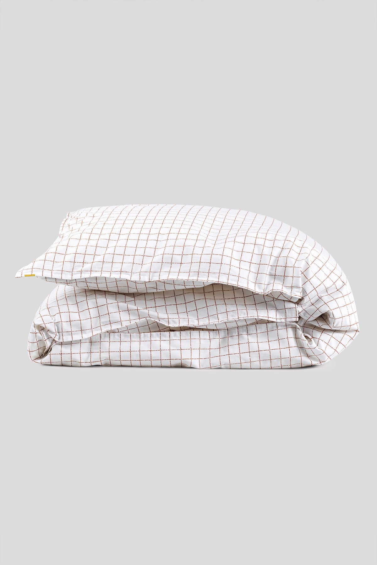 Chic rust red checks organic cotton percale duvet cover