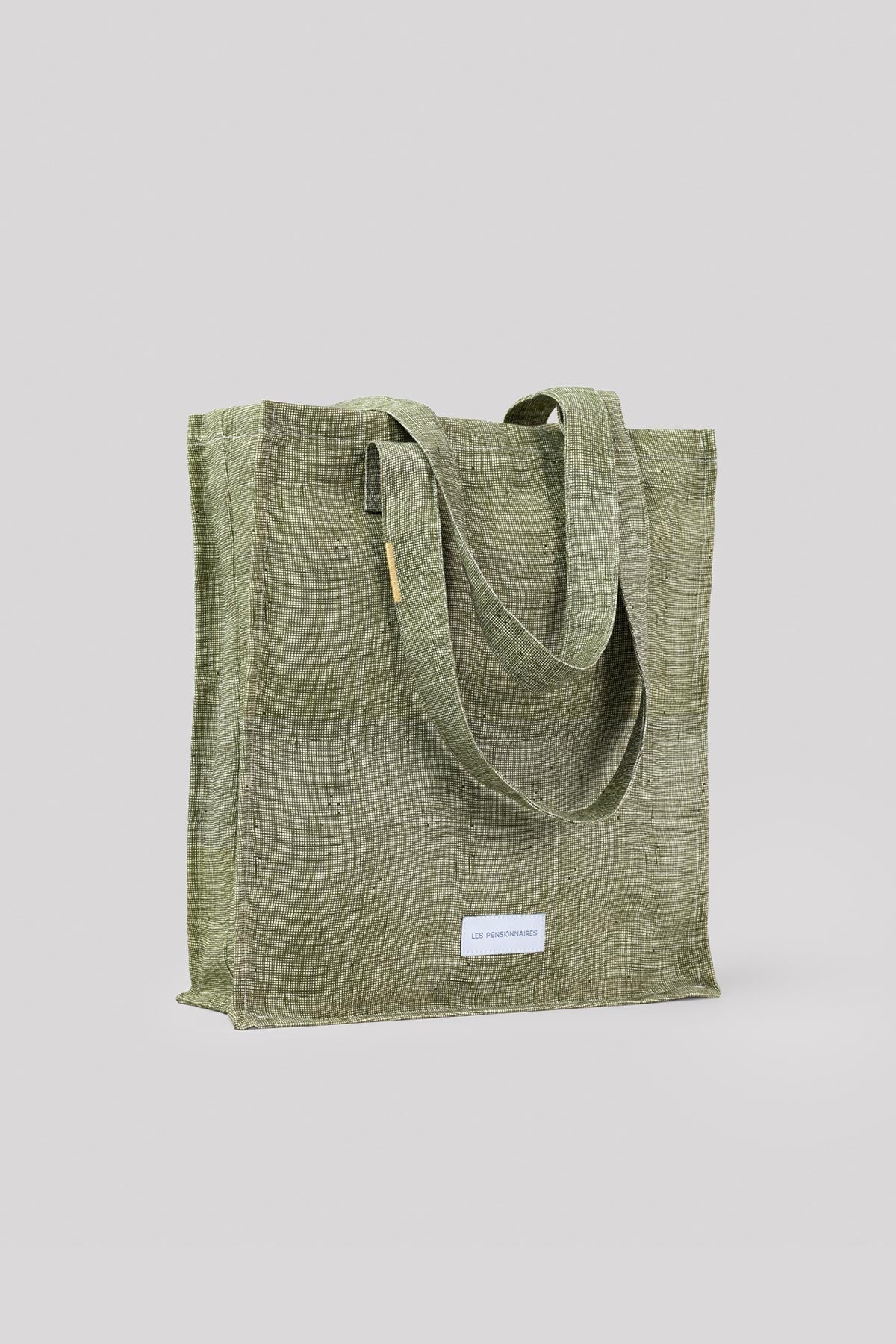 Zipped bag in organic cotton canvas Checkered Caper Green