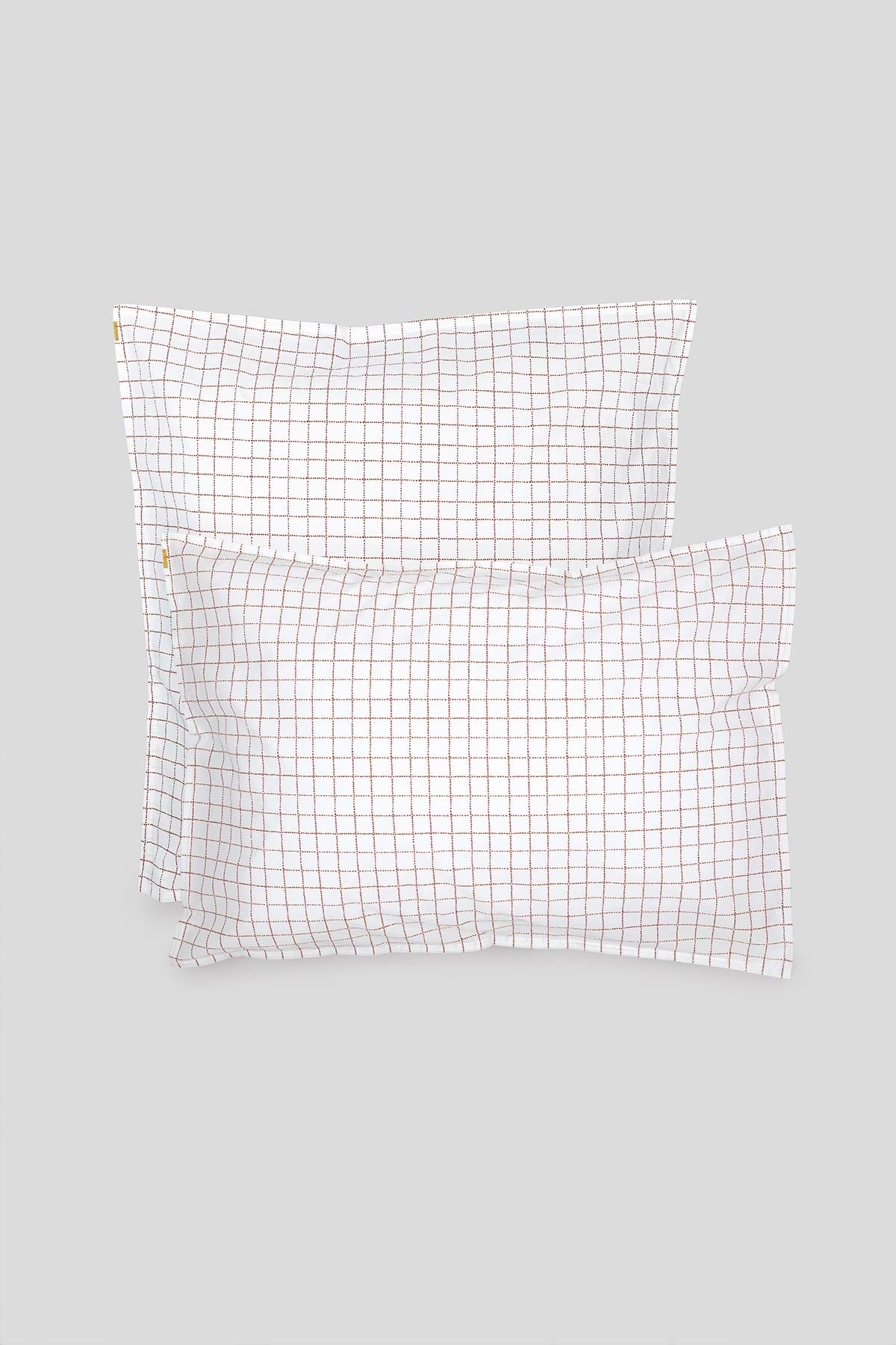 Chic rust red checked organic cotton percale pillowcase 