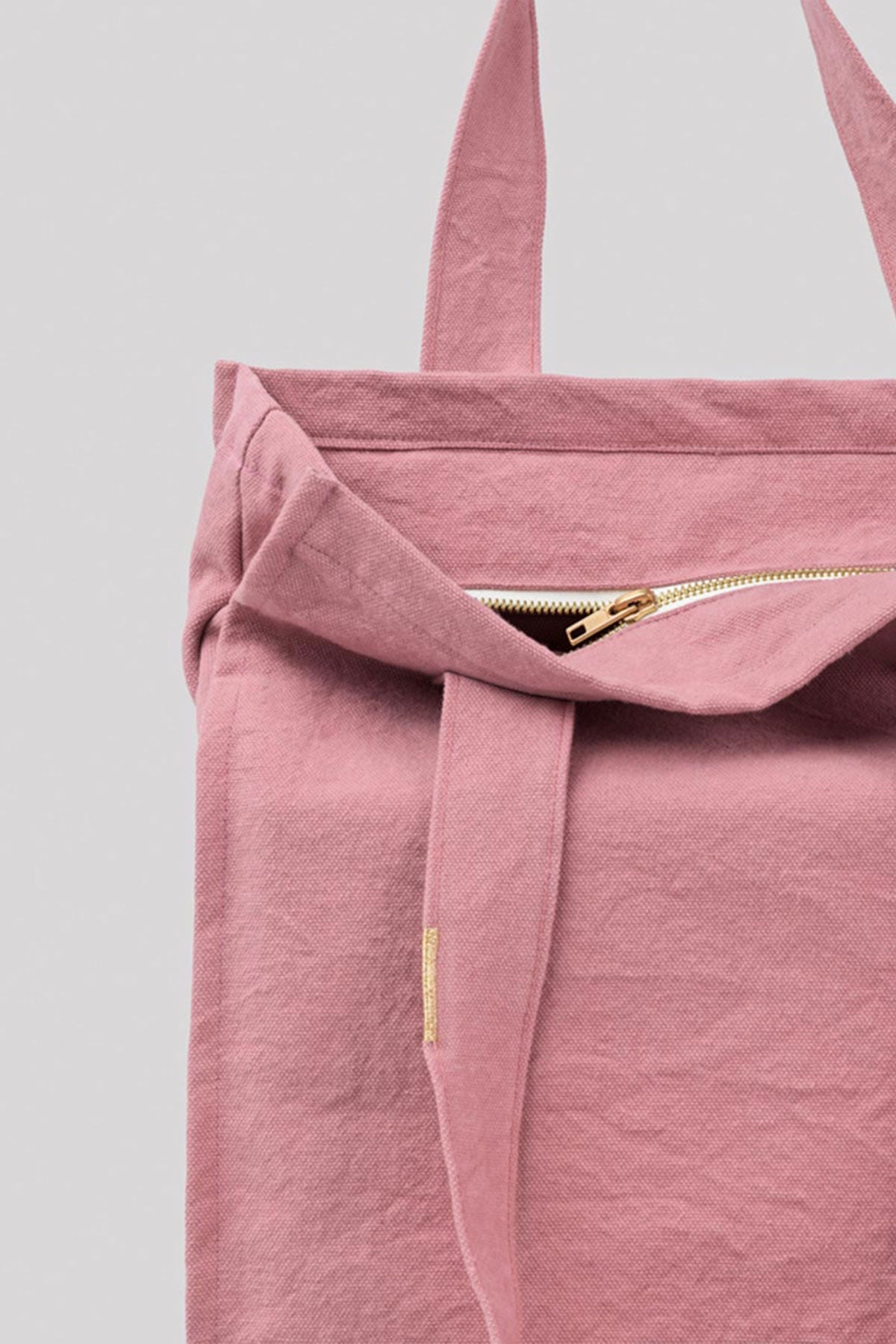 Tote bag zippé en toile de coton bio Rose