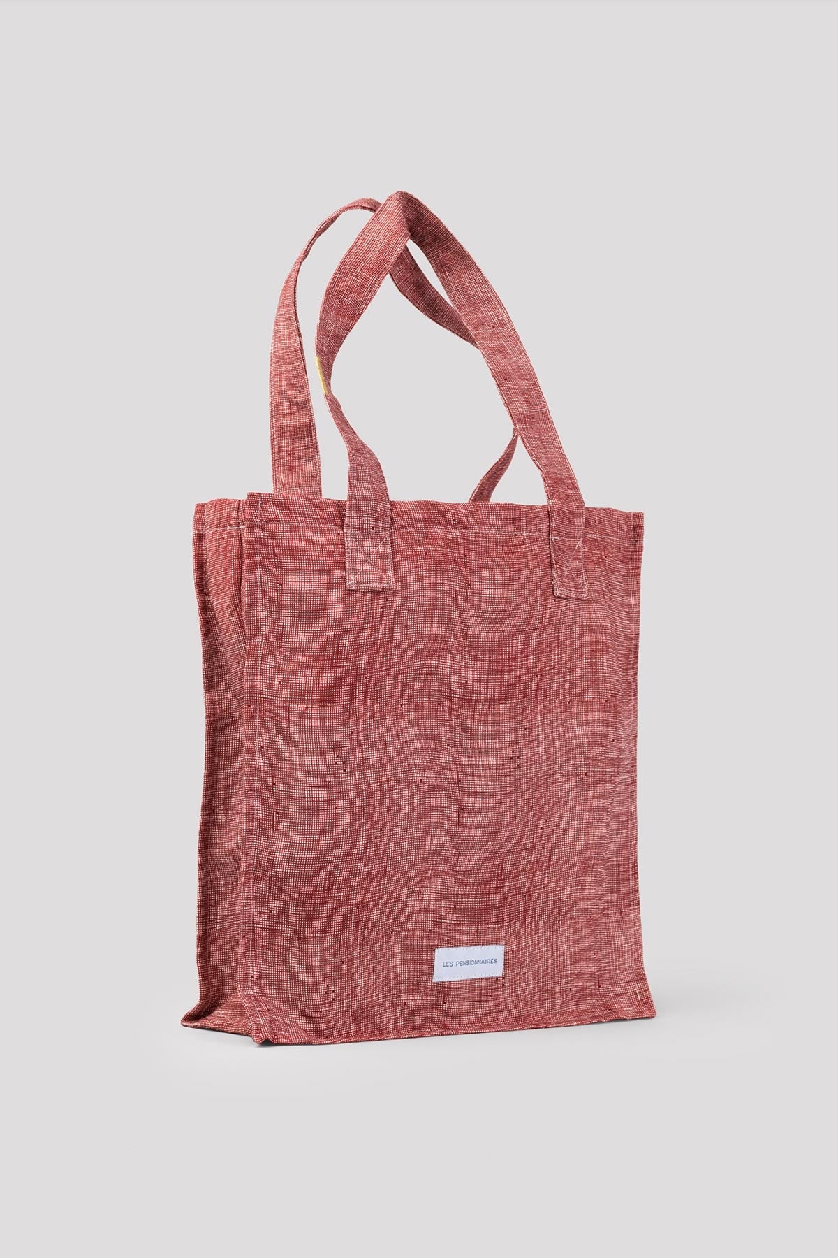 Zipped bag in organic cotton canvas Quadrillé Rouille